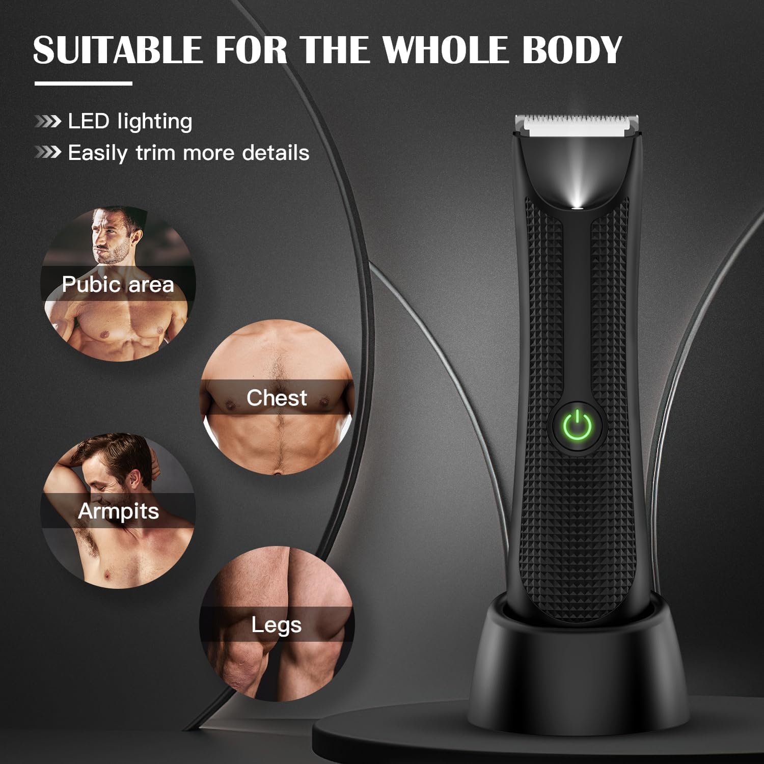 Premium Electric Body Hair Trimmer for Men - Waterproof Wet/Dry Ball Trimmer with Charging Dock - Smooth Grooming for Chest, Back, Underarms & Private Areas - Perfect for Travel, Gym & Home Use