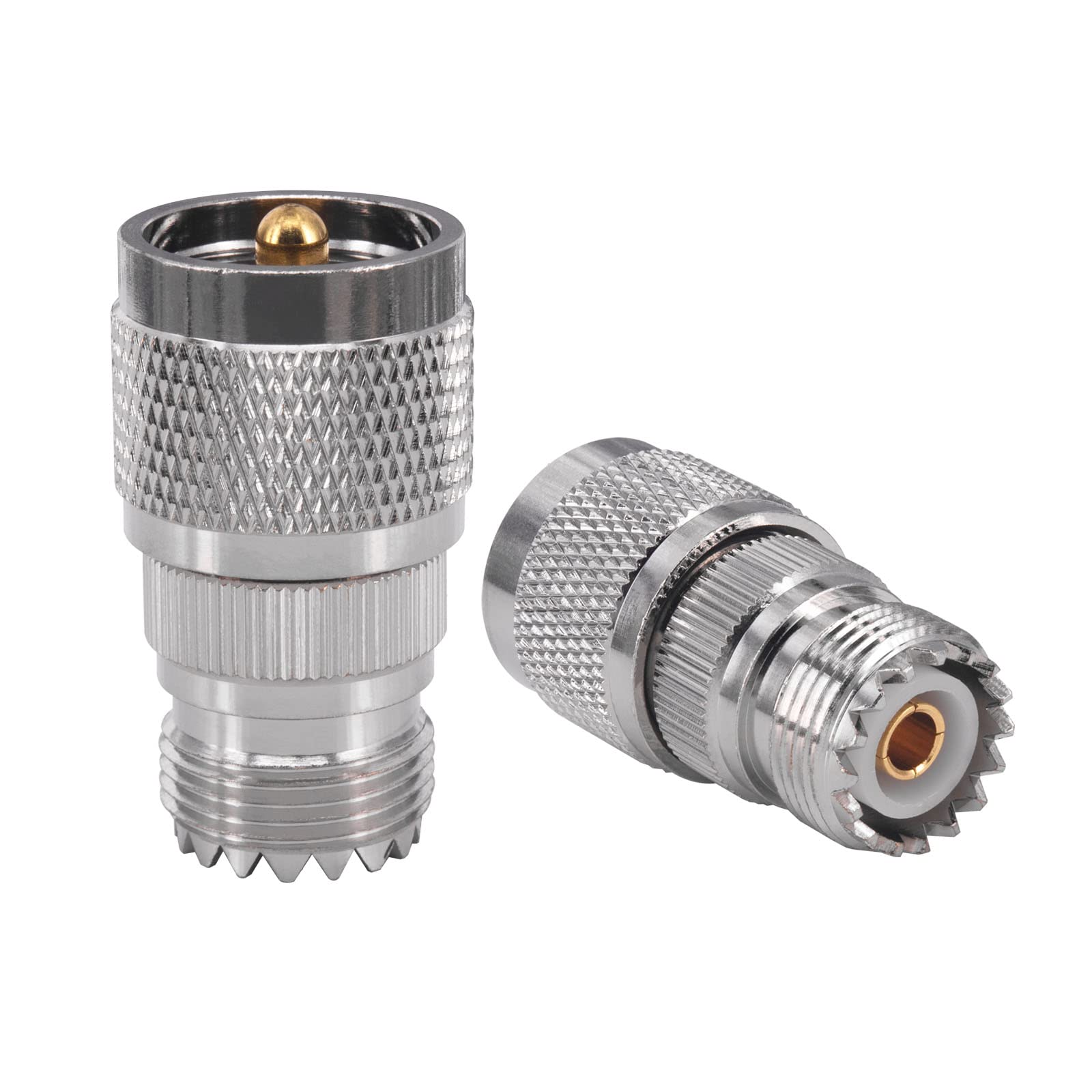 Boobrie UHF Male to Female Coax Connector PL259 to SO239 CB Radio Adapter - RF Coaxial Cable Connectors for Ham Radio, Two Way Radio, Amateur & Marine VHF Radio - Pack of 2 - Perfect for Antenna Installations & Radio Communication Setups