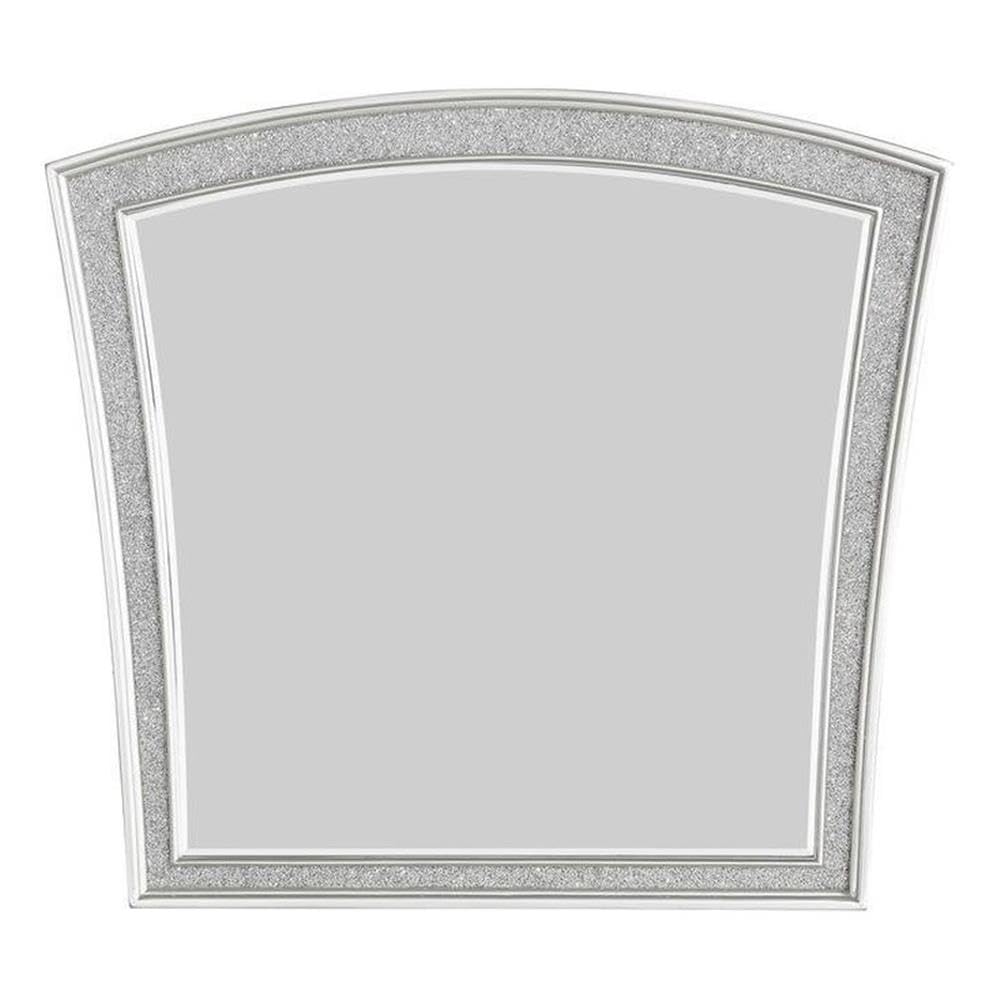 Acme Maverick White Platinum Wooden Mirror - Elegant Wall Decor for Living Room, Bedroom & Bathroom