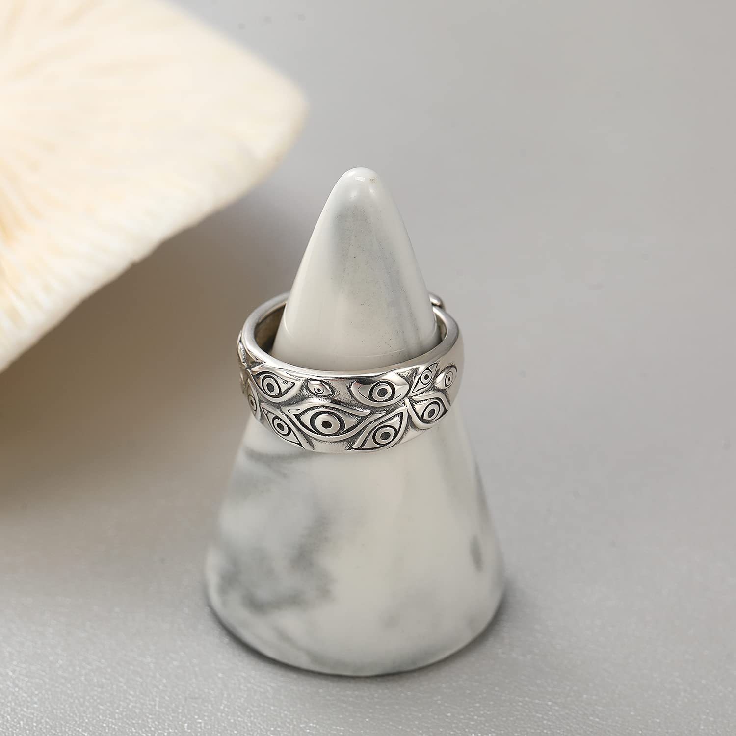 Vintage 925 Silver Evil Eye Ring - Adjustable Unisex Jewelry for Women & Men | Perfect for Punk Style, Birthdays & Gifts