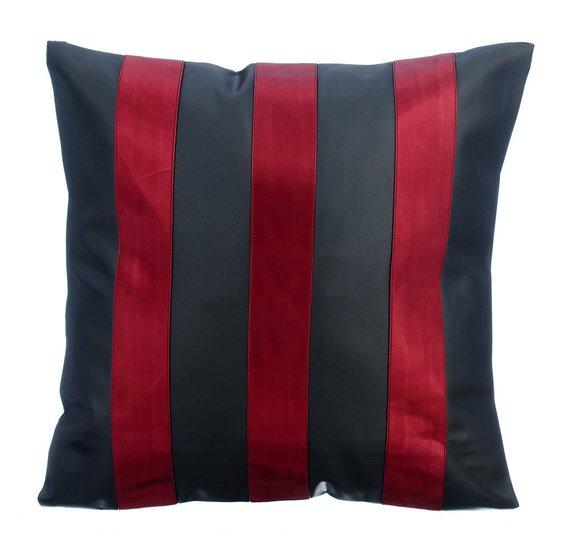 Alternating Bronzer & Copper Faux Leather Decorative Euro Sham Pillow Cover - Luxury Bedroom Decor for Modern Home, Guest Room & Hotel Styling
