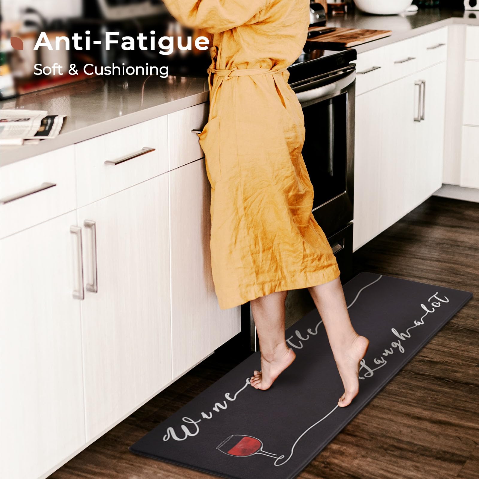 FRESHMINT 2-Piece Anti-Fatigue Kitchen Mat Set - Cushioned Memory Foam Floor Mats for Standing Comfort, Waterproof Non-Slip Rugs (30