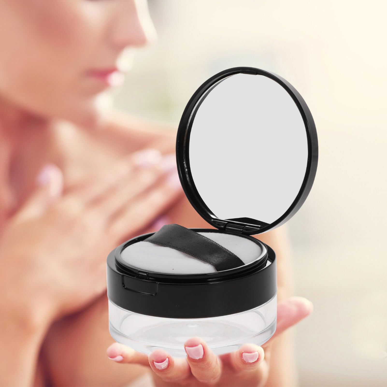 FOMIYES 2-Piece Loose Powder Containers with Puffs - Portable Makeup Powder Case for Home & Travel | Perfect for Touch-Ups On-The-Go & Compact Storage