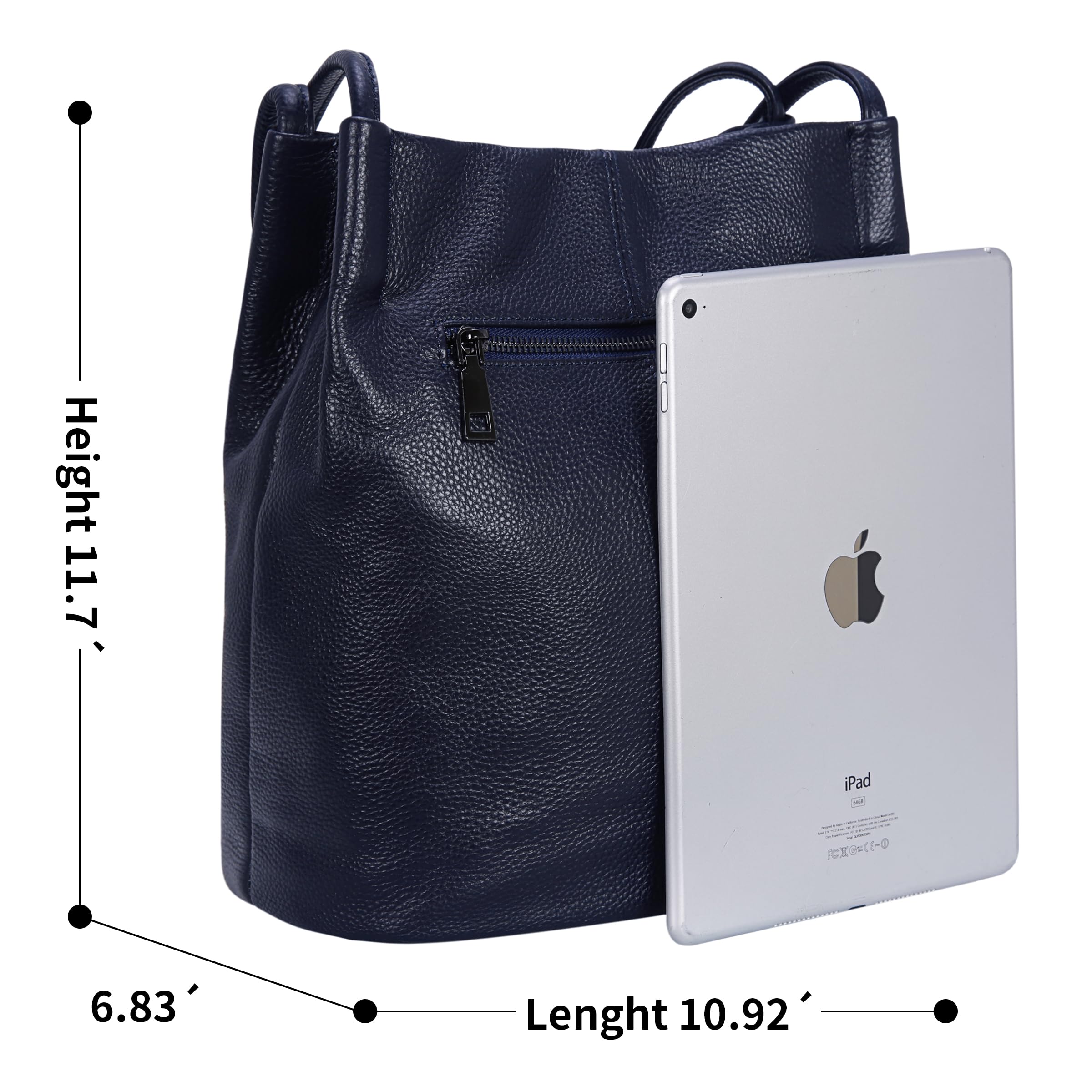 Genuine Leather Tote Bucket Bag for Women - Stylish Hobo Shoulder Purse & Handbag - Perfect for Work, Travel & Everyday Use