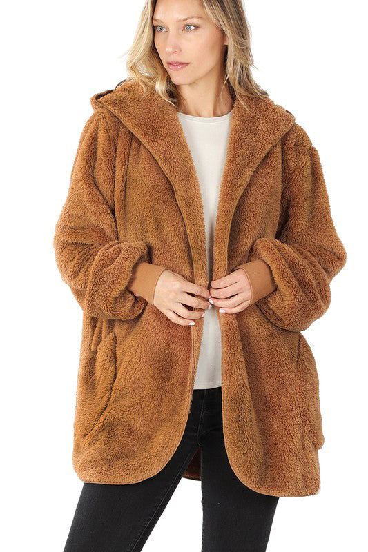 Ultra Soft Faux Fur Hooded Sweater with Pockets - Cozy Winter Pullover for Women, Warm Fleece-Lined Hoodie for Outdoor Activities and Lounge Wear