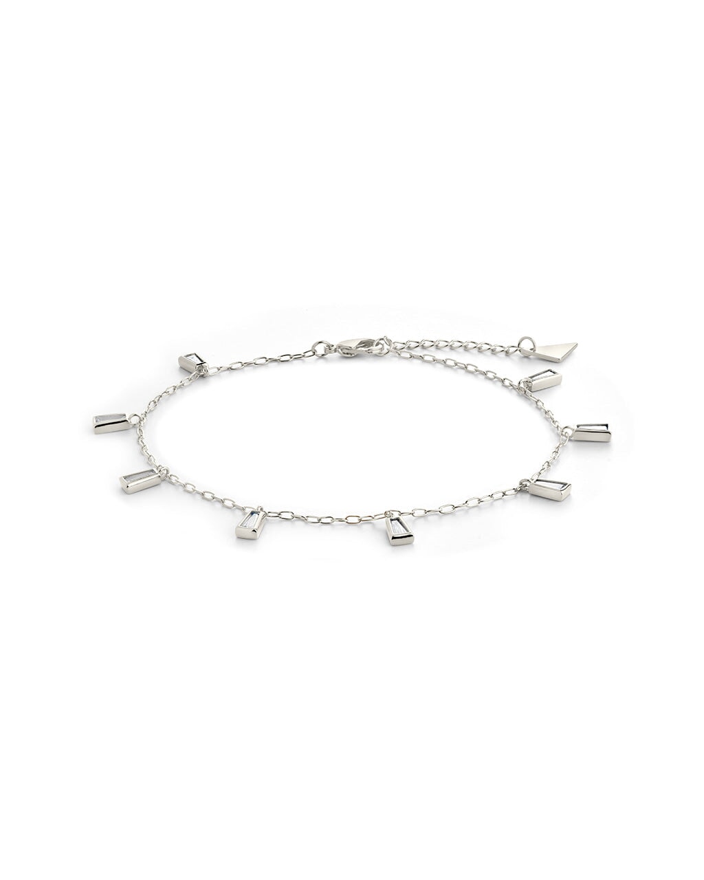 Lillian Sterling Silver CZ Charm Anklet Bracelet for Women - Elegant Ankle Jewelry for Summer, Beach & Boho Style