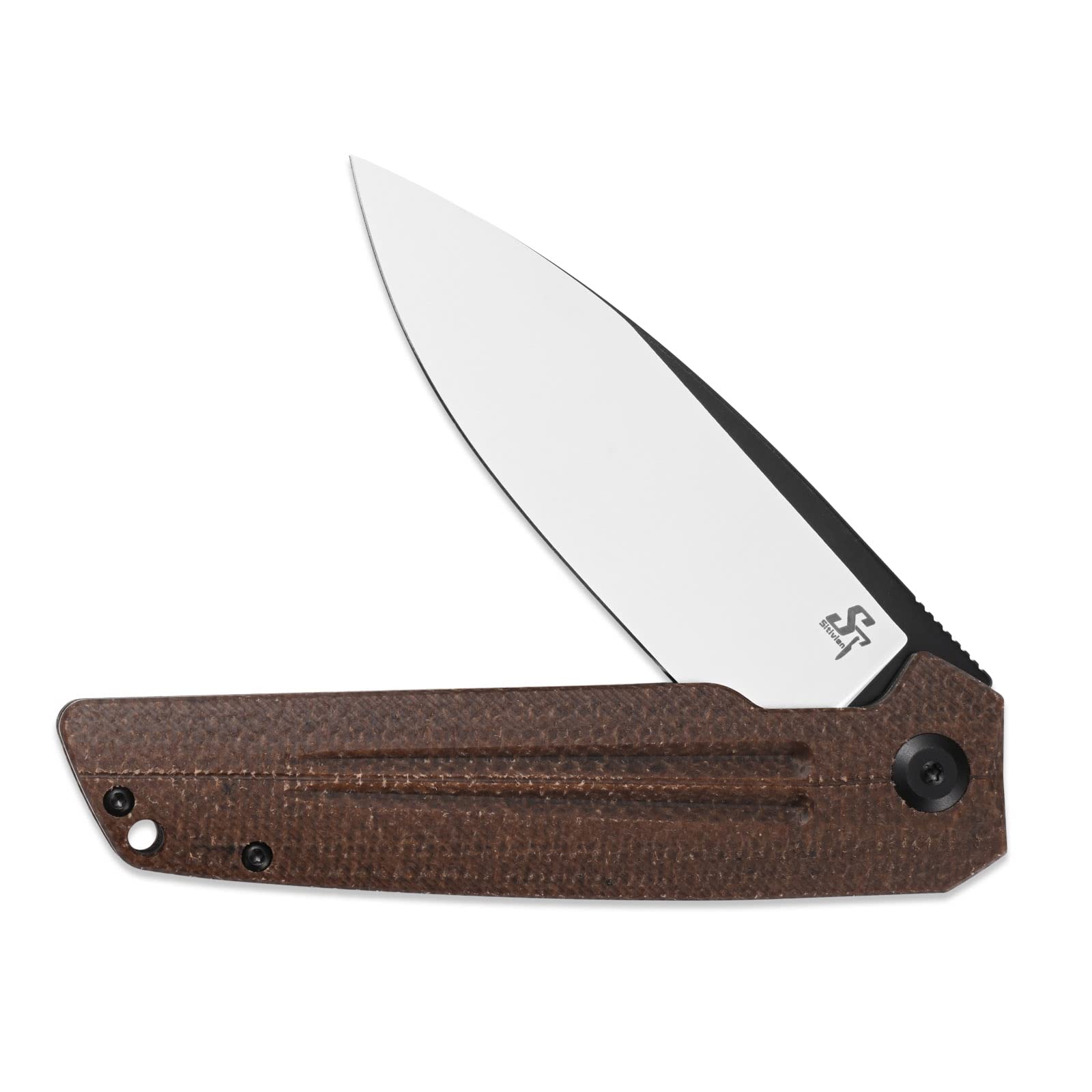 Sitivien ST152 Folding Pocket Knife - Premium K110 (D2) Steel Blade with Durable Micarta Handle - EDC Tool for Outdoor Camping, Hiking, Fishing Survival - Perfect for Bushcraft, Hunting, and Everyday Carry (Brown)