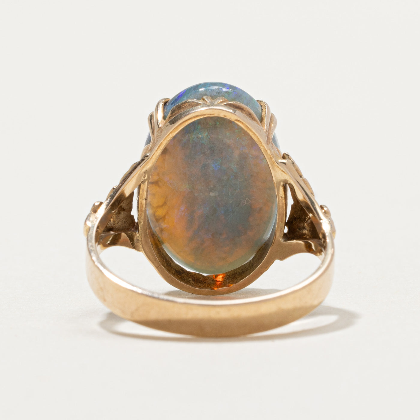 Exquisite Oval Cut Opal Leafy Cocktail Ring - 4.70ct Genuine Opal - Size 5.5 - Elegant Statement Jewelry for Women - Perfect for Evening Parties, Weddings & Special Occasions