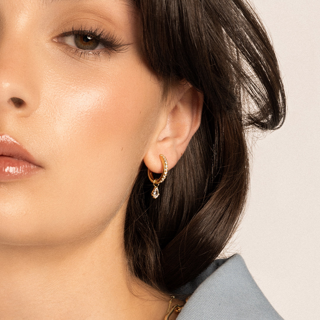 Axial Hoop Charm Earrings Set of 2 - Sterling Silver Minimalist Dainty Hoops for Women - Perfect for Everyday Wear, Date Night & Gifts