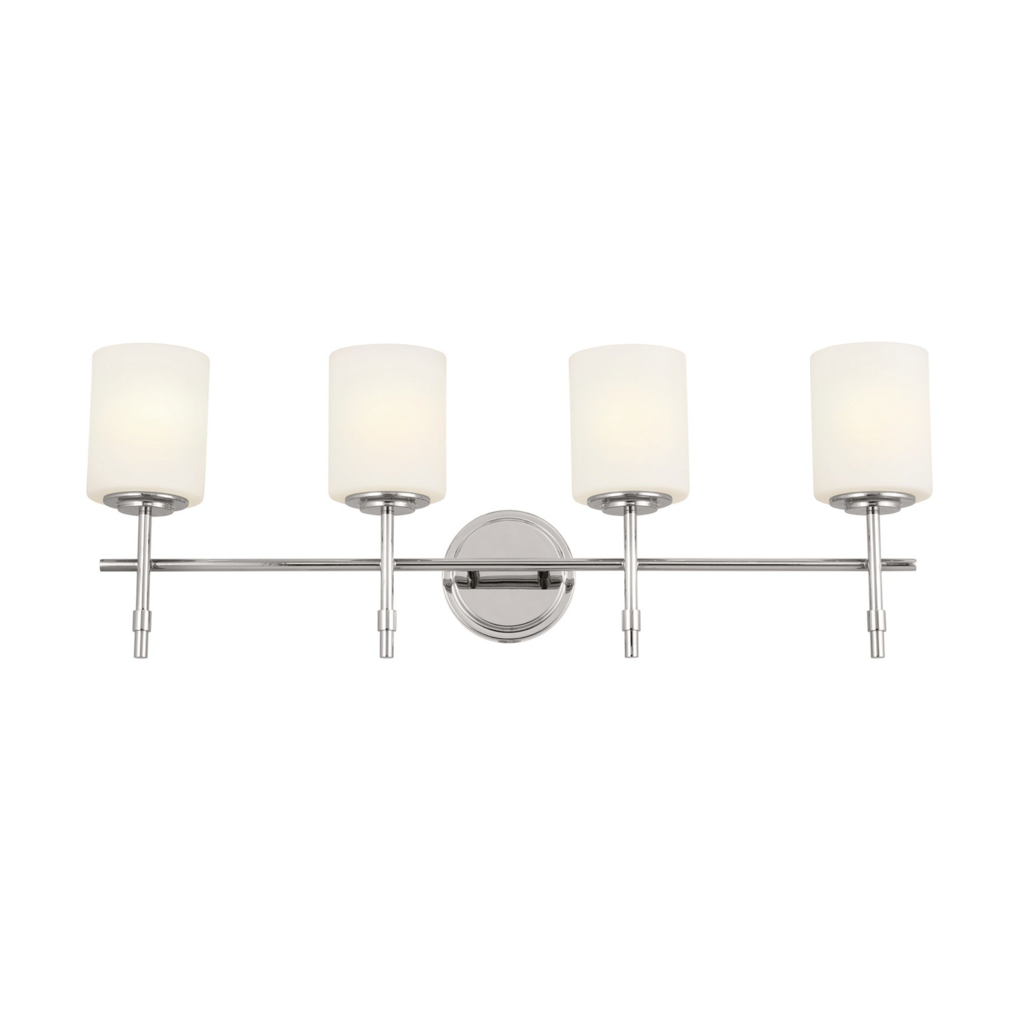 33-Inch 4-Light Bathroom Vanity Light with Satin Etched Opal Glass - Polished Nickel Finish for Modern Bathroom Lighting and Makeup Vanity