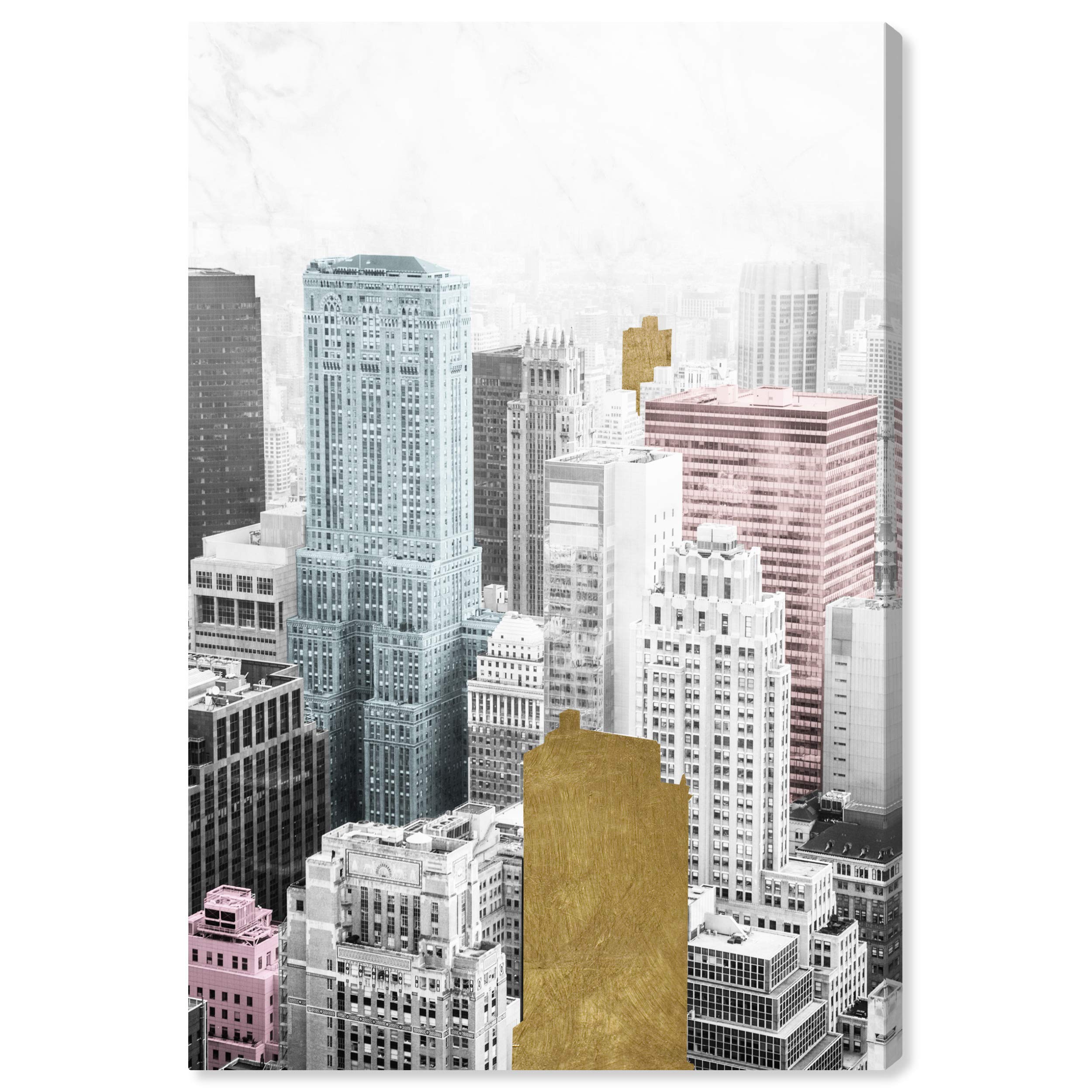 Bright City and Gold - Cities and Skylines Wall Art Canvas Prints for Modern Home & Office Decor | Urban Landscape Painting for Living Room, Bedroom or Workspace