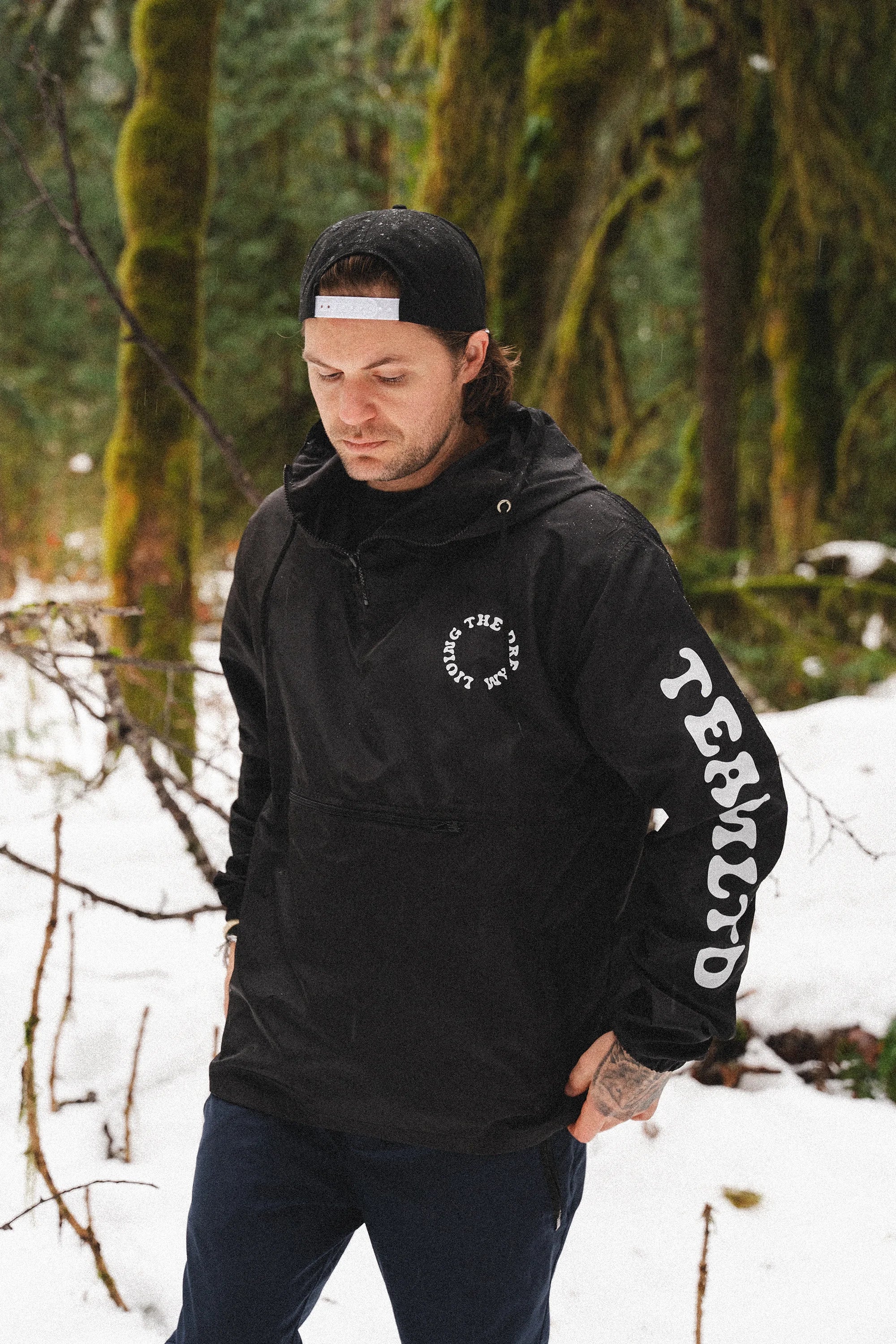 Men's Black Anorak Pullover Jacket - Lightweight Waterproof Windbreaker for Hiking, Camping & Outdoor Activities