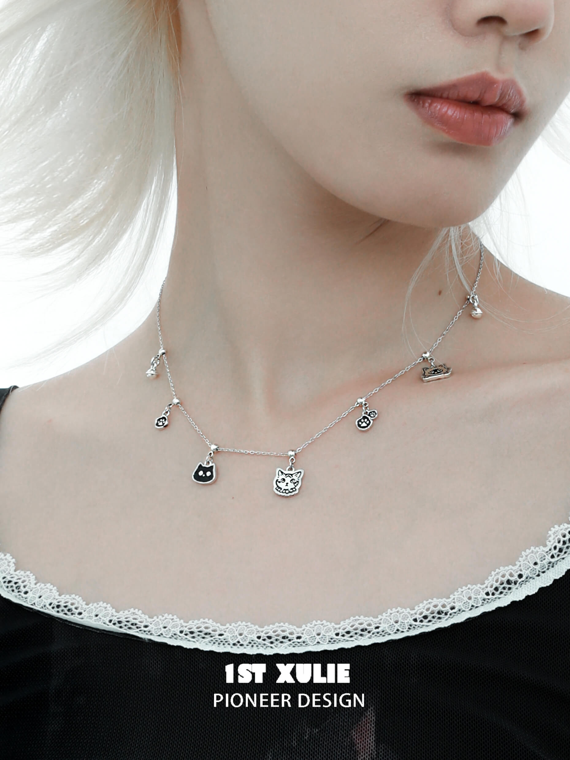 Graffiti Kitten S925 Sterling Silver Pendant Necklace for Women - Trendy Cat Jewelry Gift for Birthday, Valentine's Day & Everyday Wear