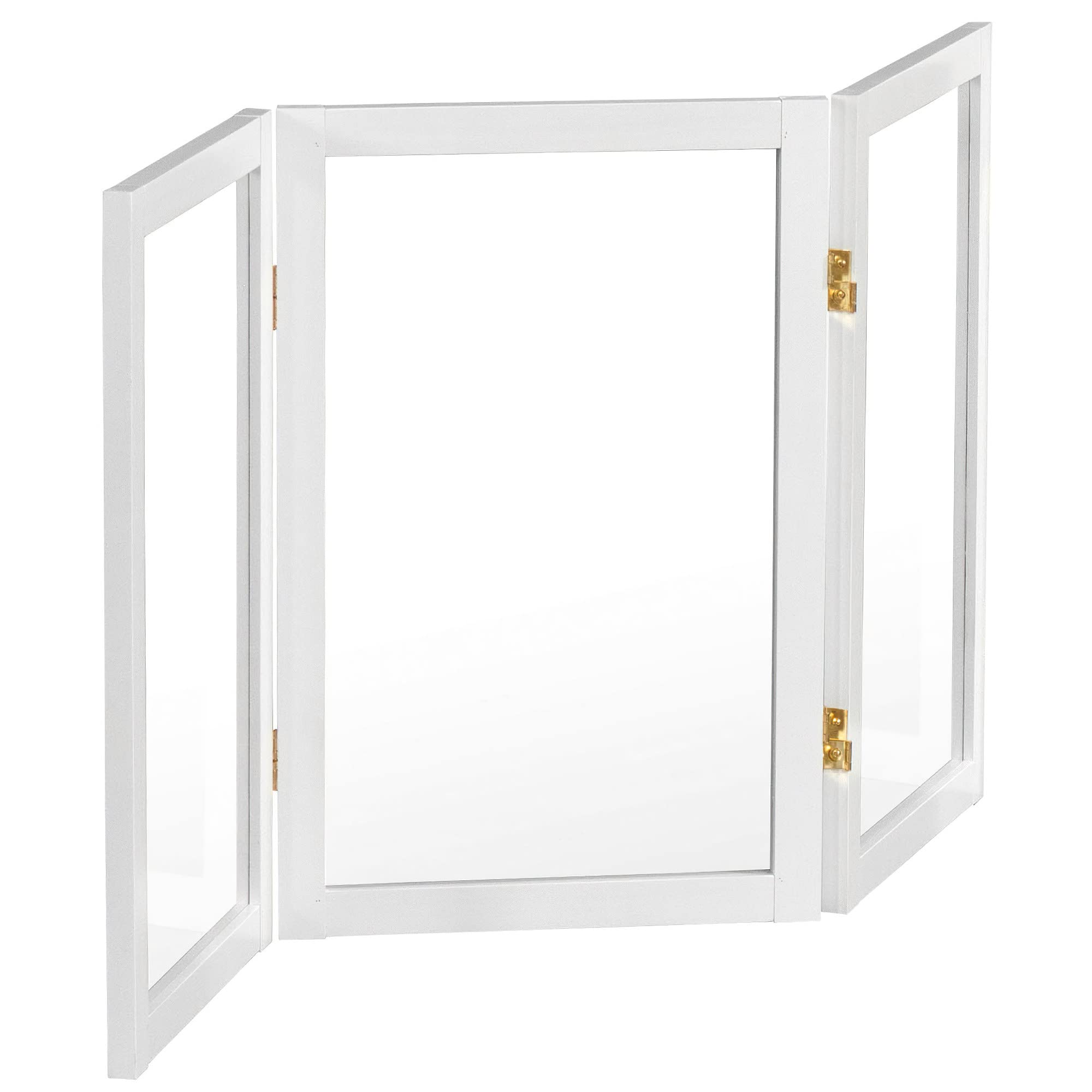2 ft. Short Clear Plastic Partition White 3 Panel - Office Desk Divider, Social Distancing Screen for Restaurants, Schools & Workstations