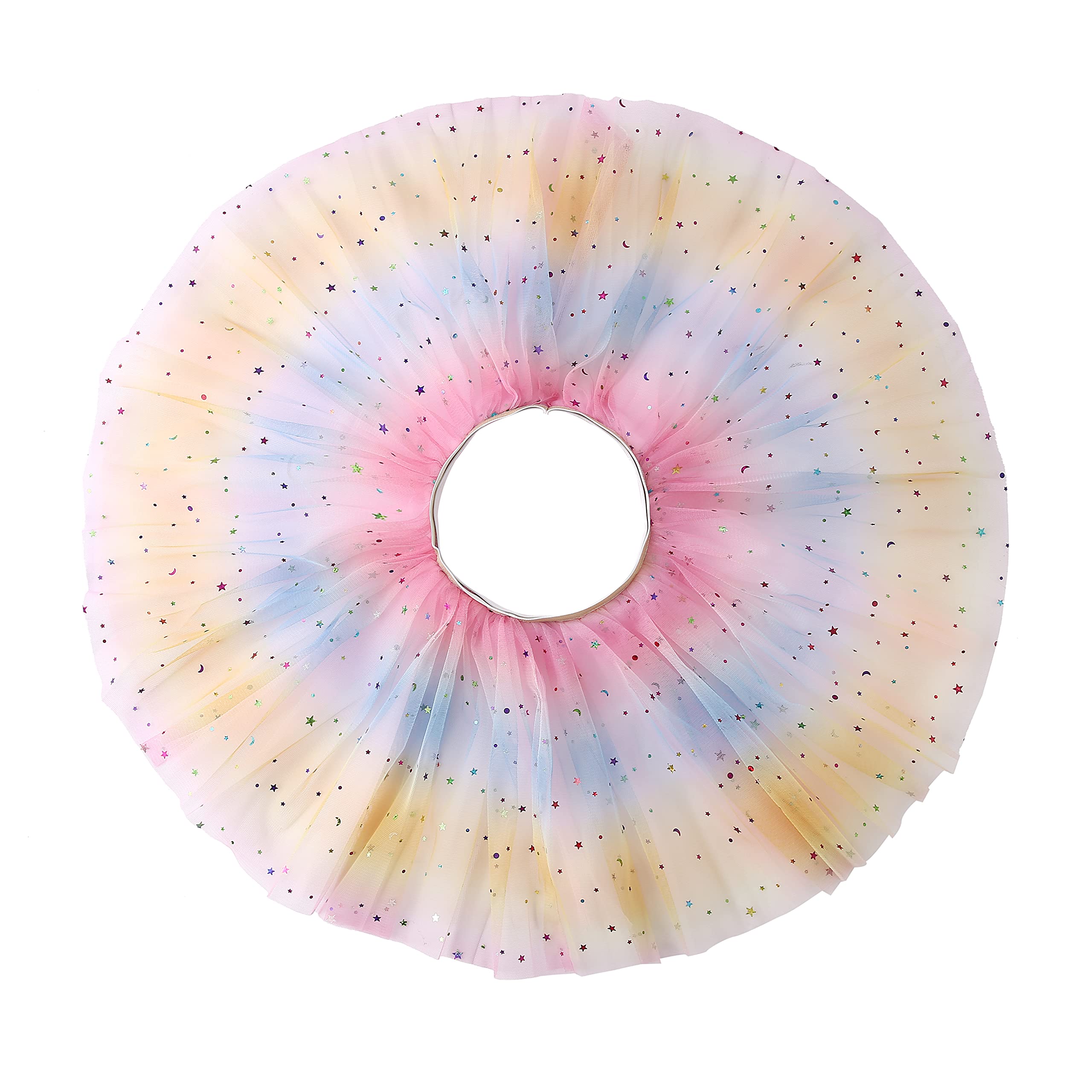 Jastore Girls Layered Rainbow Tutu Skirt - Fluffy Ruffle Dance Dress for Ballet, Party & Performance - Toddler to Kids Clubwear Costume