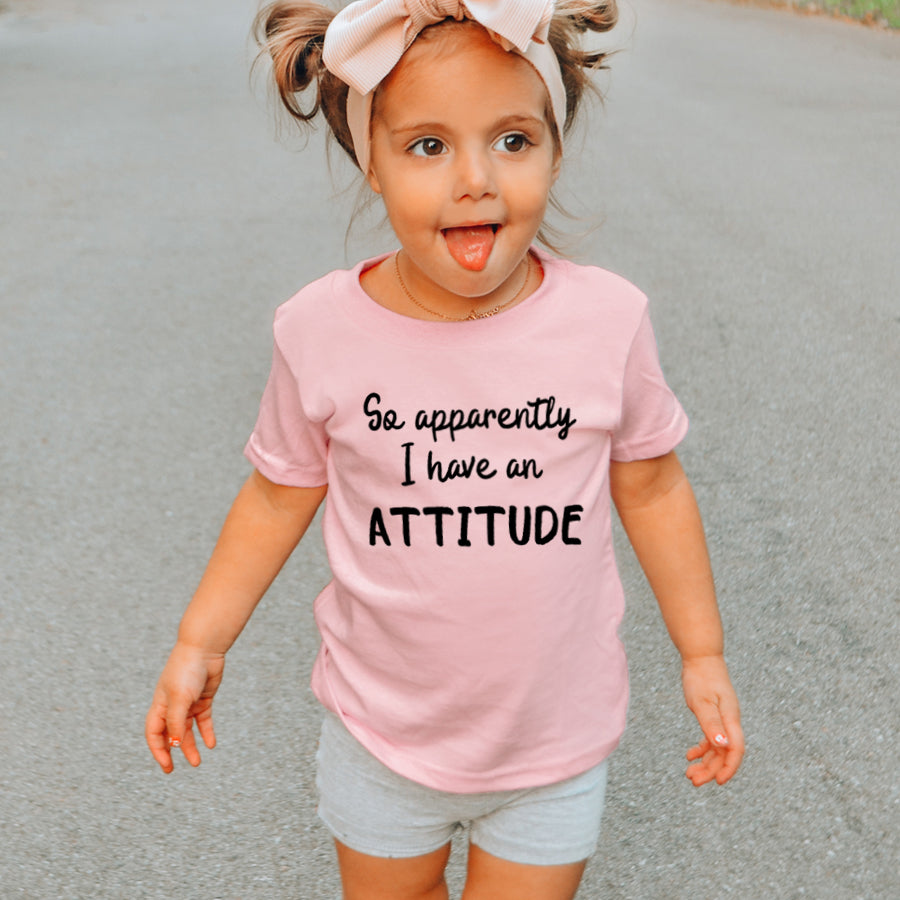 Apparently I Have An Attitude Kids T-Shirt - Funny Sarcastic Graphic Tee for Boys & Girls - Perfect for School, Playdates & Family Outings