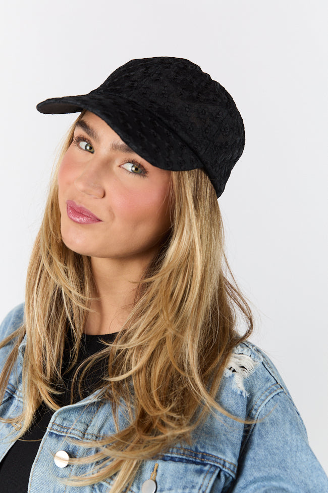 Black Eyelet Hat for Women - Stylish Summer Sun Hat with Breathable Eyelet Design - Perfect for Beach, Outdoor, and Casual Wear