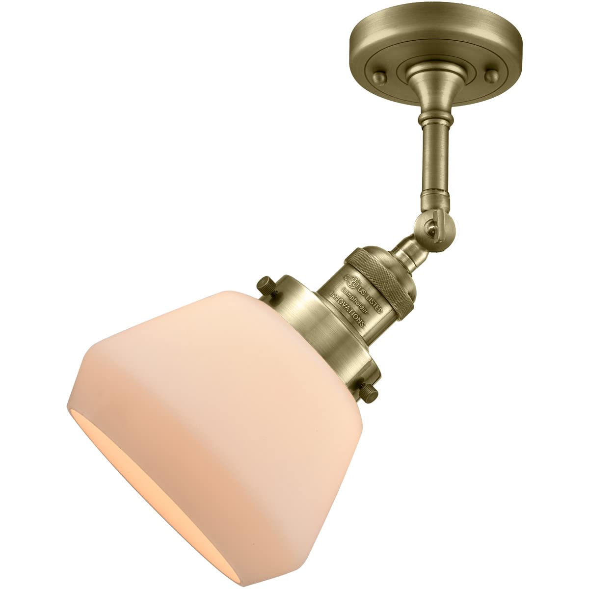 Innovations 201F-AB-G171-LED Semi-Flush Mount Ceiling Light Fixture - Antique Brass Finish, Energy Efficient LED Lighting for Bedroom, Hallway & Kitchen