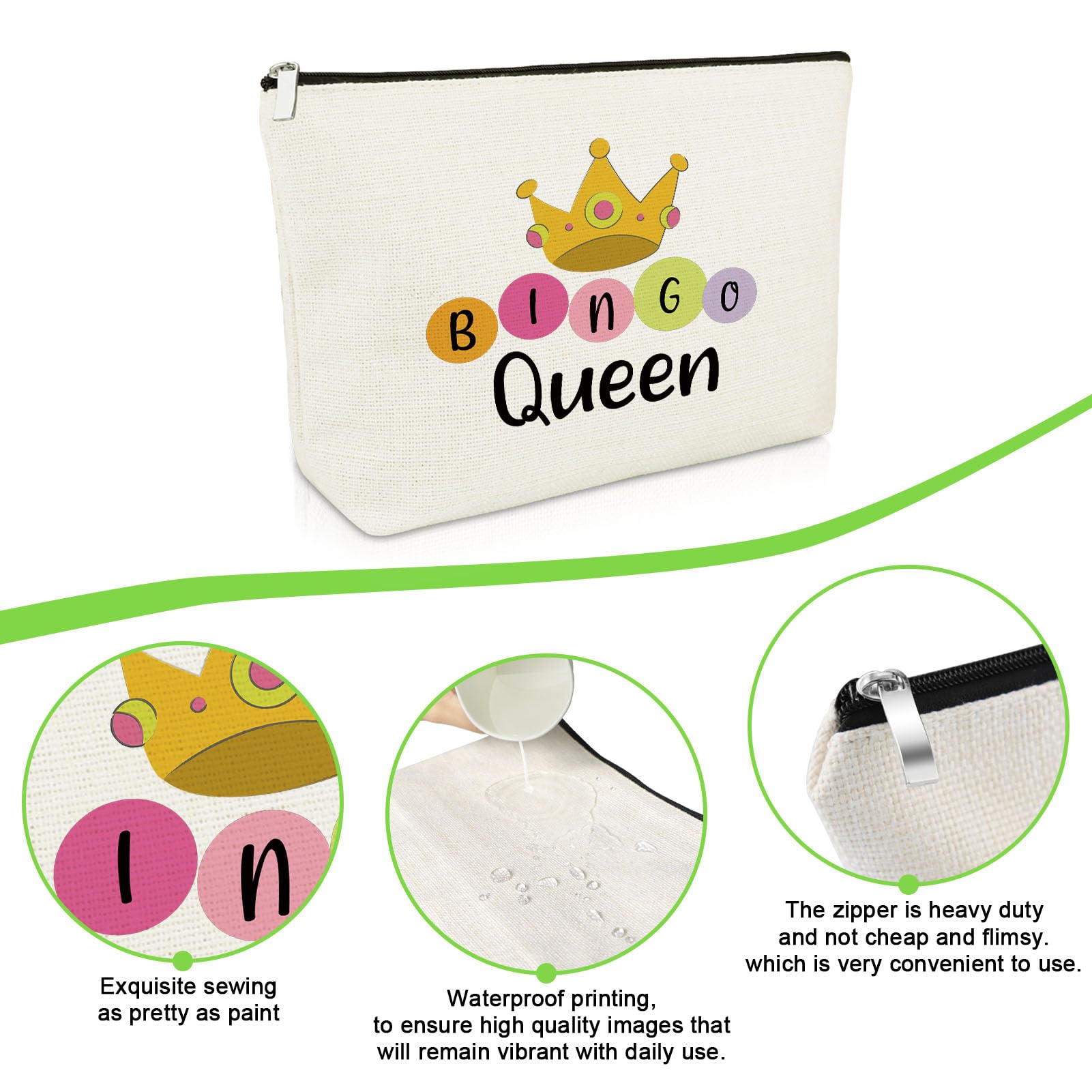 Bingo Makeup Bag for Women - Perfect Gift for Bingo Lovers, Casino Enthusiasts & Best Friends - Cosmetic Pouch for Travel, Birthday, Christmas & Graduation Presents - Ideal for Game Nights, Casino Parties & Daily Makeup Storage