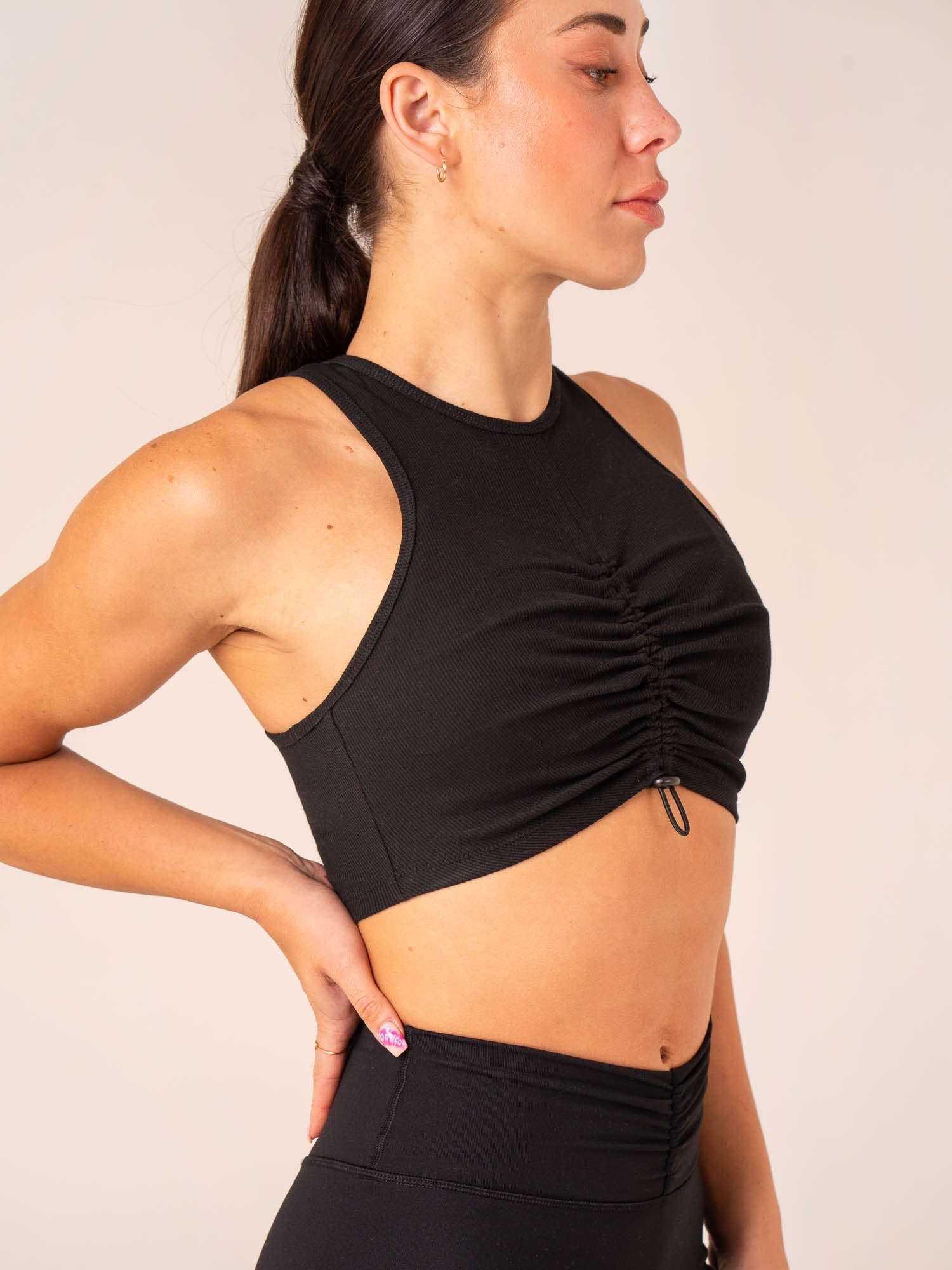 Tempo Rib Tank Top for Women - Soft Stretch Black Workout Shirt | Gym, Yoga, Running & Casual Wear