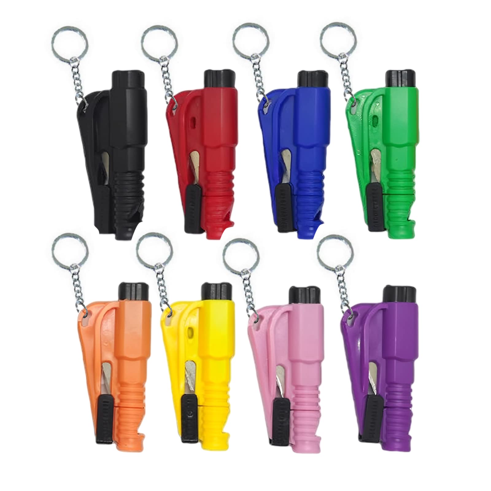 Maibiansm 8Pcs 3-in-1 Seatbelt Cutter & Window Breaker - Emergency Escape Tool for Car Accidents - Glass Breaker Keychain for Automotive Safety (Perfect for Road Trips, Commuting & Emergency Kits)
