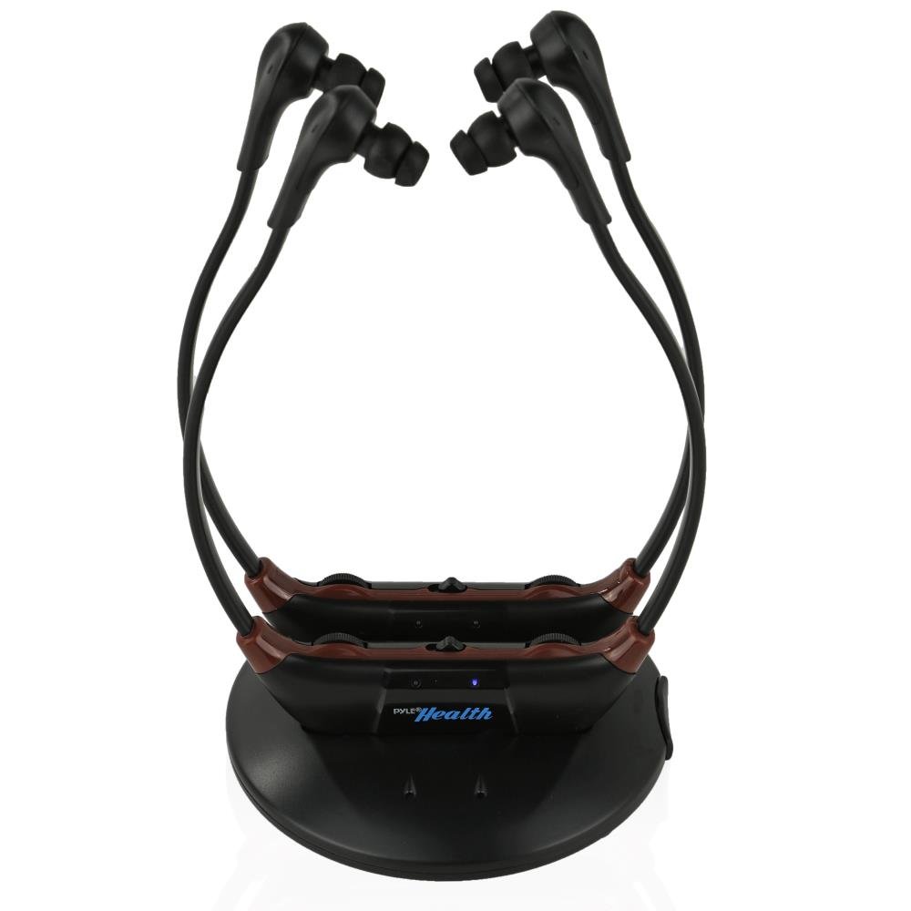 Pyle Upgraded Dual Wireless TV Amplifier with 2 Headsets - 2.4G Wireless TV Listening System for Hearing Assistance & Enhanced Audio - Perfect for Late-Night Viewing, Private Listening & Home Theater Setup