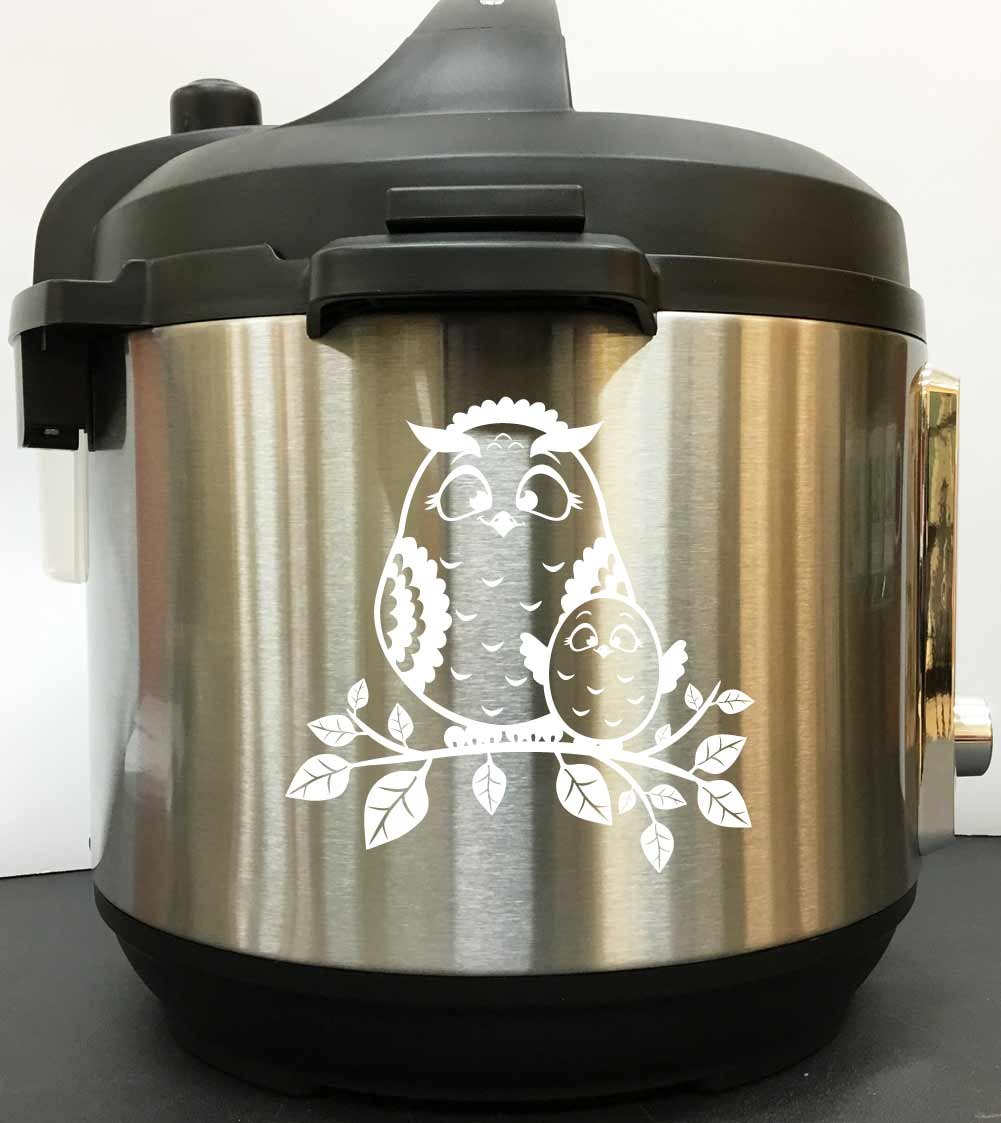 Owl Mommy and Baby Vinyl Decal Sticker - White Waterproof Decal for Instant Pot & Pressure Cookers - Perfect for Kitchen Decor, Baby Showers, and Nursery Wall Art