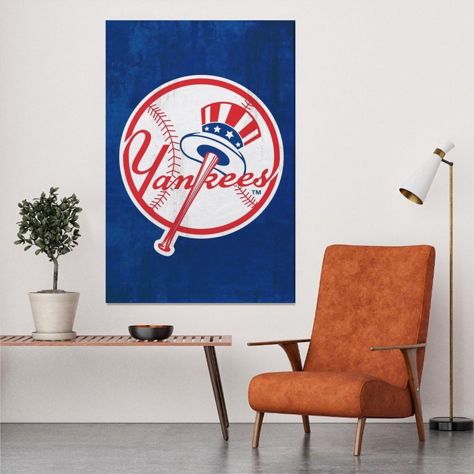 New York Yankees MLB Team Logo Canvas Wall Art - 8x12 Inches (20x30cm) Sports Poster for Bedroom, Office & Man Cave Decor - Perfect Gift for Baseball Fans & Home Decoration