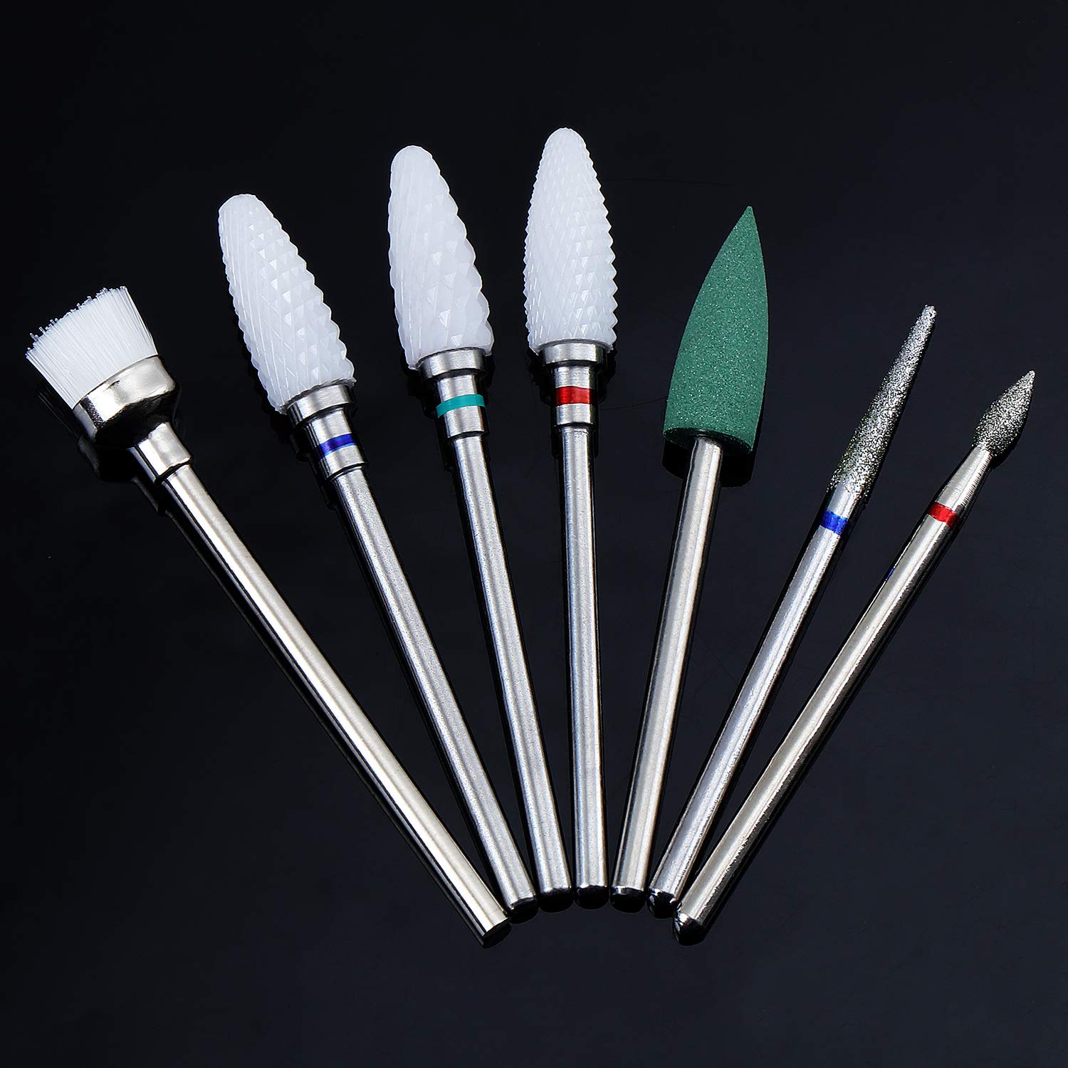 Professional 7PCS Tungsten Carbide & Ceramic Nail Drill Bit Set - 3/32