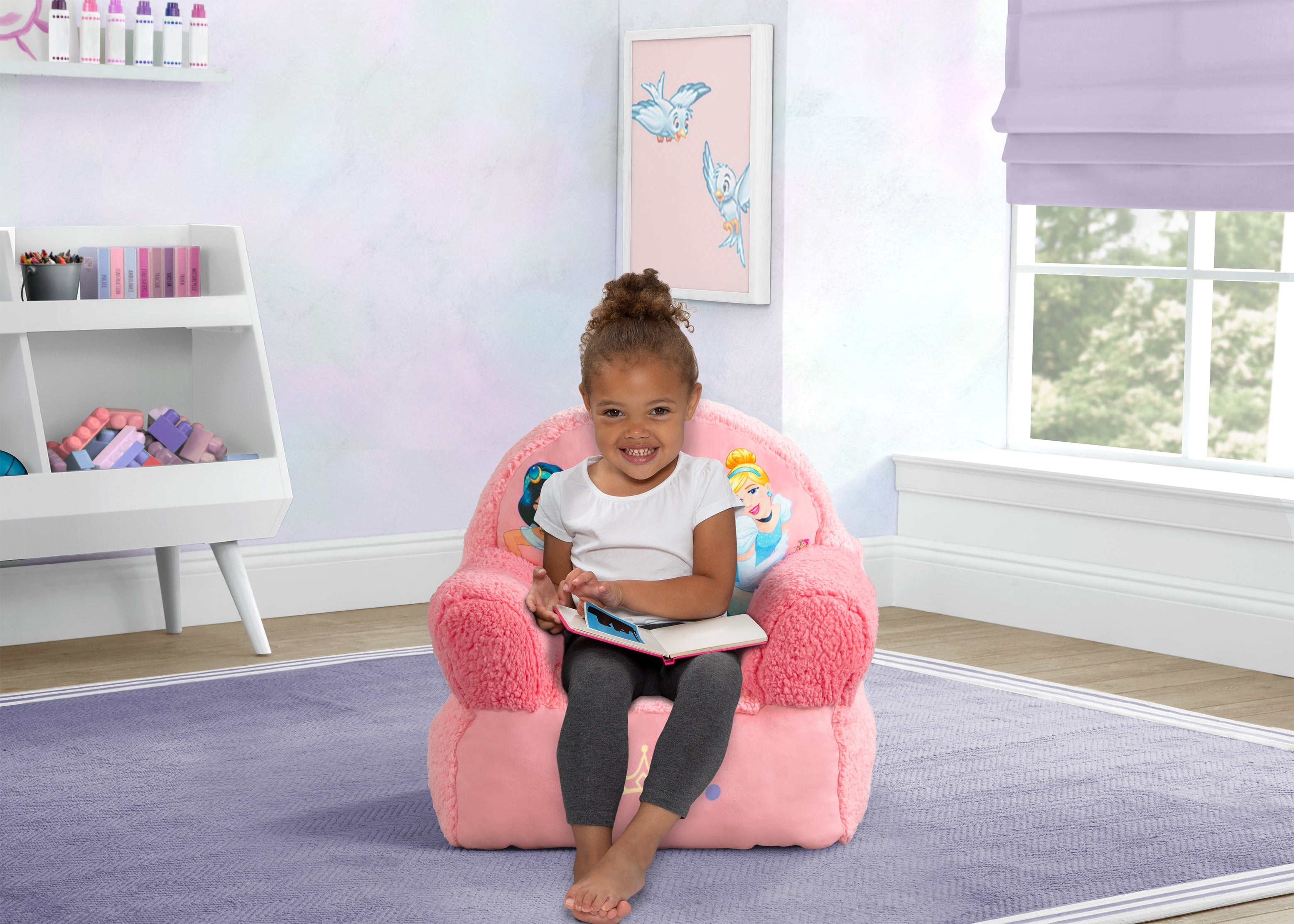 Disney Princess Cozee Buddy Chair - Soft Plush Kids Lounge Chair for Girls, Perfect for Reading, Gaming & Relaxing in Bedroom or Playroom