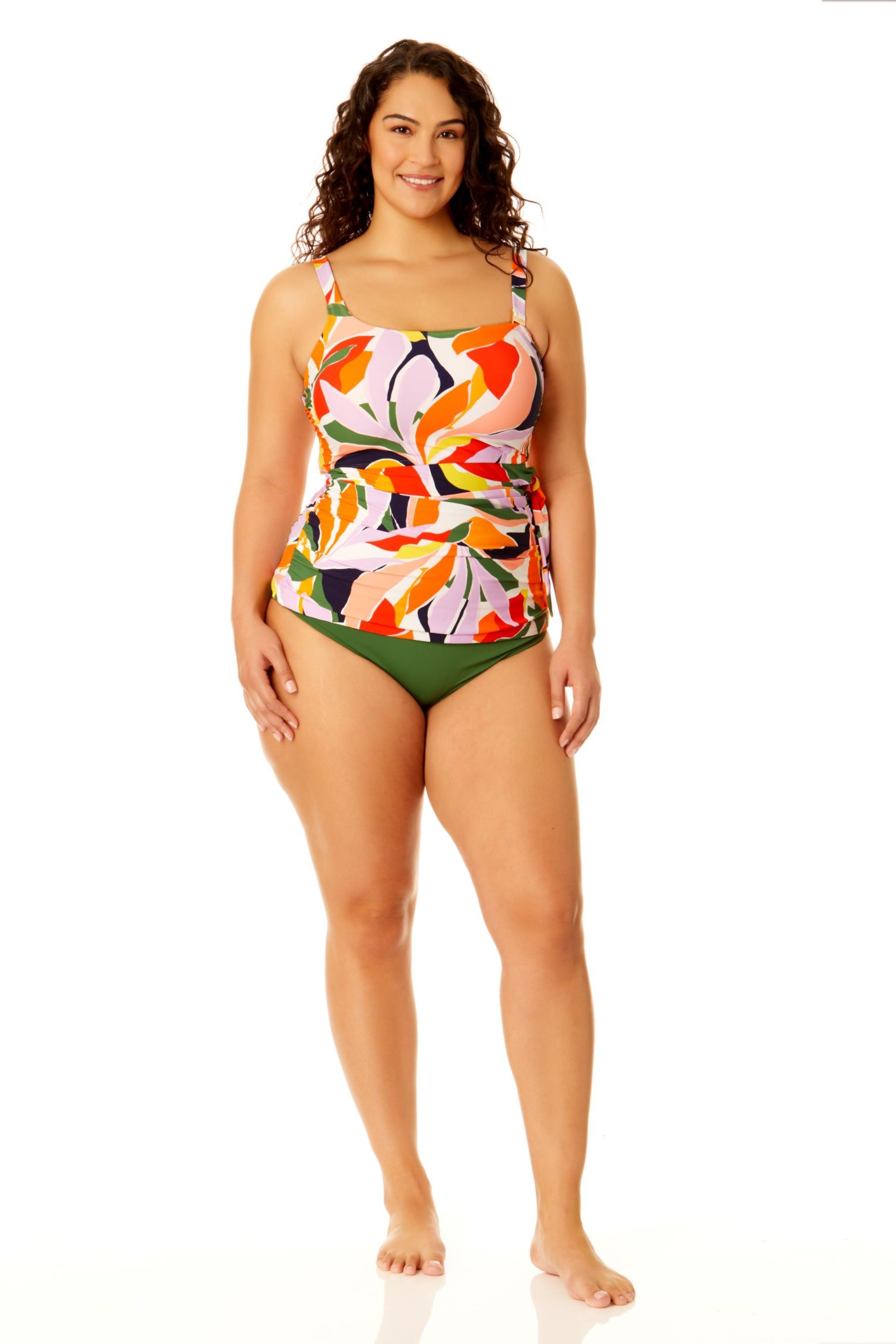 Anne Cole Plus Women's Asymmetrical Side Tie Tankini Swim Top - Stylish One Shoulder Bathing Suit for Women, Perfect for Beach Vacations & Pool Parties