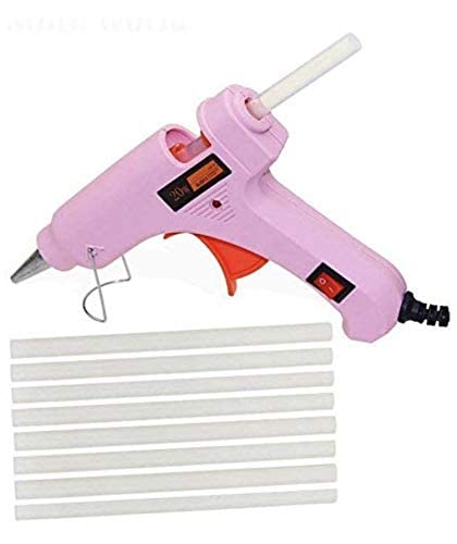 A.S Enterprises 20W 7mm Hot Melt Glue Gun with ON/OFF Switch & LED Indicator - Corded Electric Glue Gun in Blue/Black (Includes 10 Free Transparent Glue Sticks) for DIY Crafts, Home Repairs, Woodworking, and School Projects