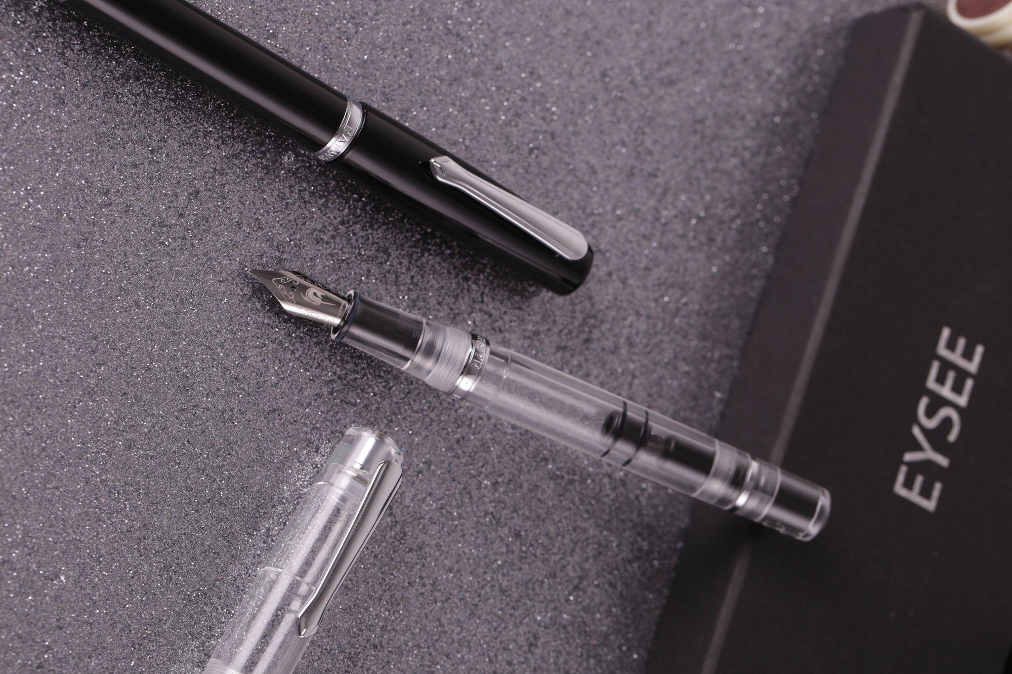 Nahvalur (Narwhal) Original Black Fountain Pen with Premium Leather Pen Sleeve - Luxury Writing Instrument for Professionals, Calligraphy & Gift Giving