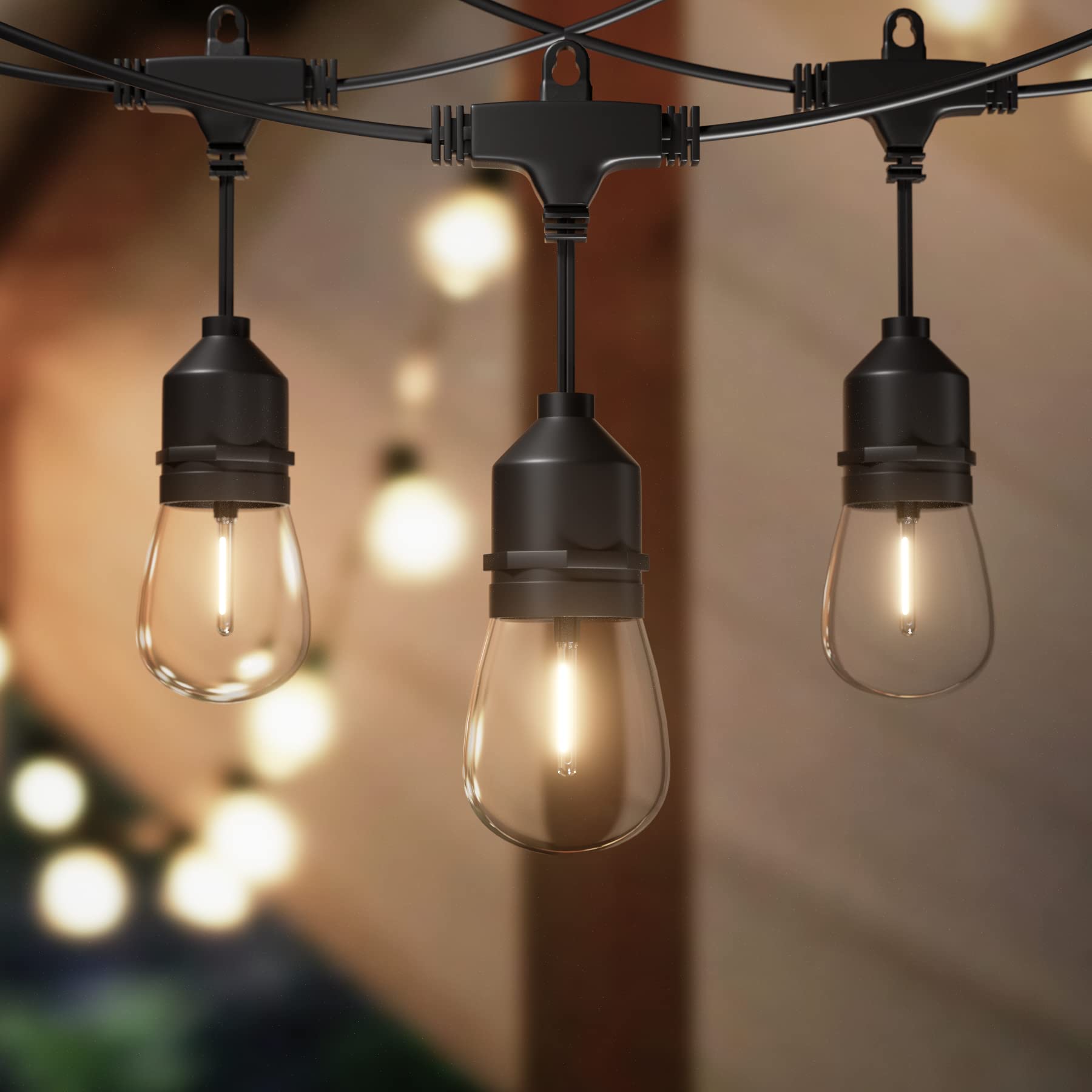 Zuske 48FT LED Outdoor String Lights - 15+1 Dimmable Shatterproof Edison Bulbs, IP65 Waterproof Commercial Grade Hanging Lights for Patio, Garden, Backyard, Wedding & Party Decor | Perfect for Outdoor Dining, Landscape Lighting and Evening Ambiance