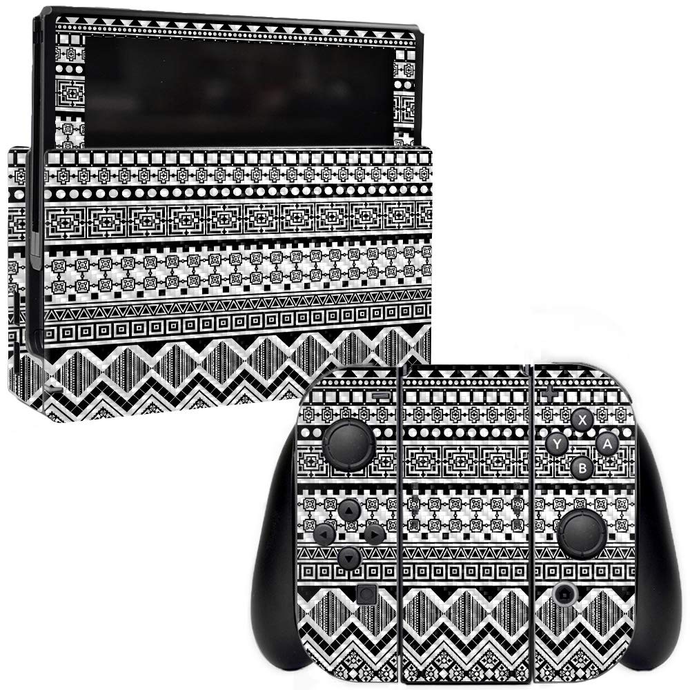 Premium Carbon Fiber Skin for Nintendo Switch - Black Aztec Design | Protective & Durable Textured Cover | Easy to Apply & Remove | Made in USA | Perfect for Gaming Protection & Style Upgrade