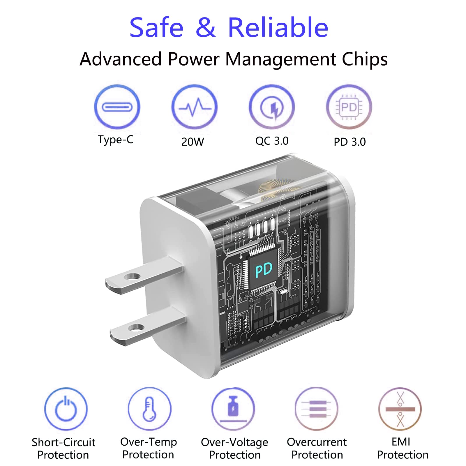20W USB C Fast Charger Block with 6FT USB-C to Lightning Cable - Compatible with iPhone 14 Pro/13 Pro/12/12 Pro Max/11/XS Max/XR/X/8 - Quick Charge for Home, Office & Travel
