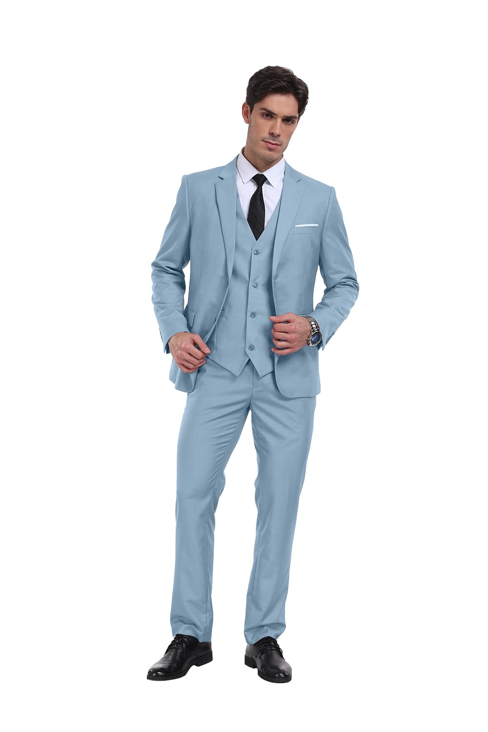 3 Piece Slim Fit Men's Suits - Notched Lapel Wedding Tuxedo Set with Jacket, Pants & Vest | Formal Groomsmen Attire for Prom, Business & Special Occasions
