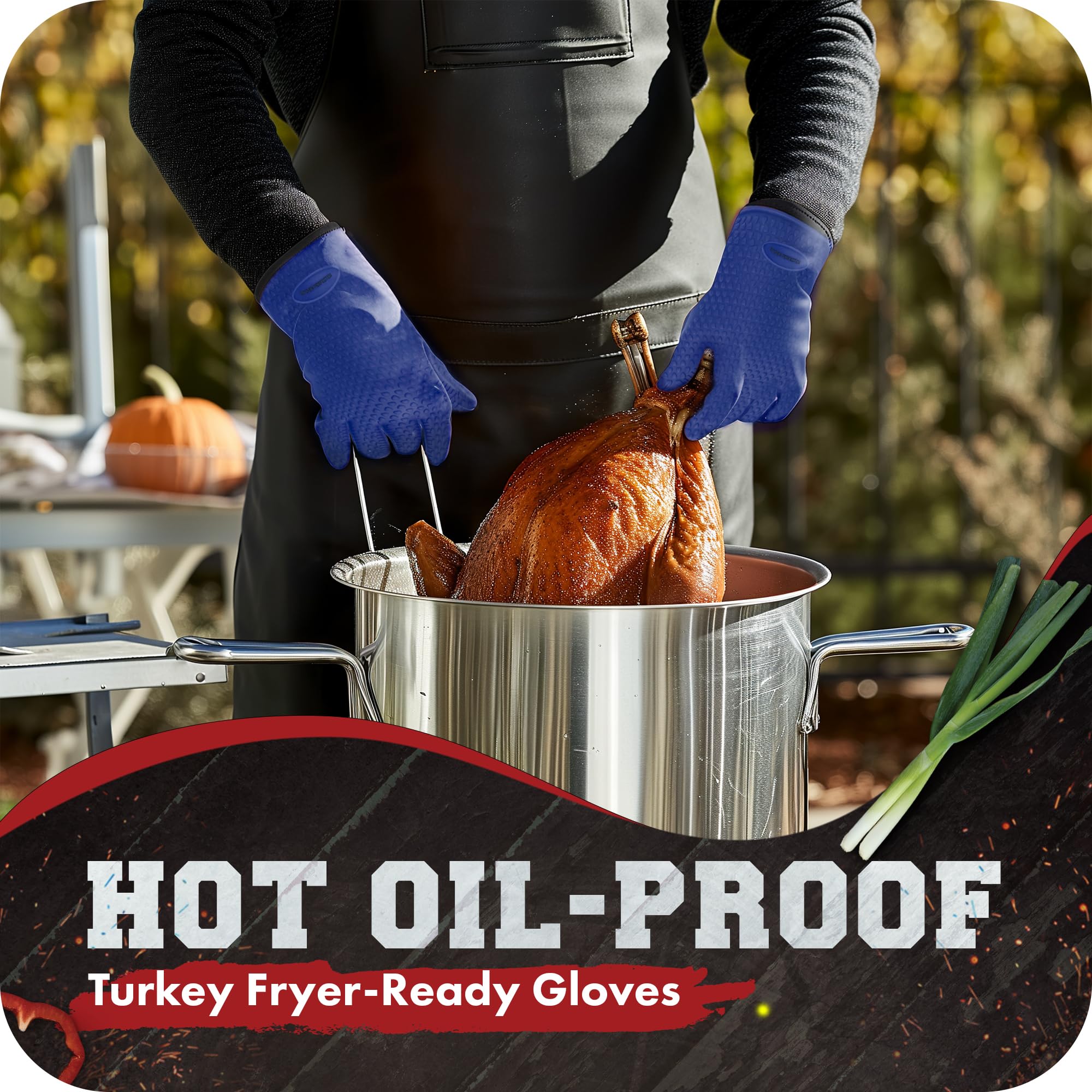 KITCHEN PERFECTION Heat Resistant Silicone BBQ Gloves for Smoker, Oven & Grill - Waterproof Oven Mitts for Handling Hot Food - Superior Value Set with 3 Bonus Accessories - Perfect for Grilling, Smoking, Frying & Outdoor Cooking