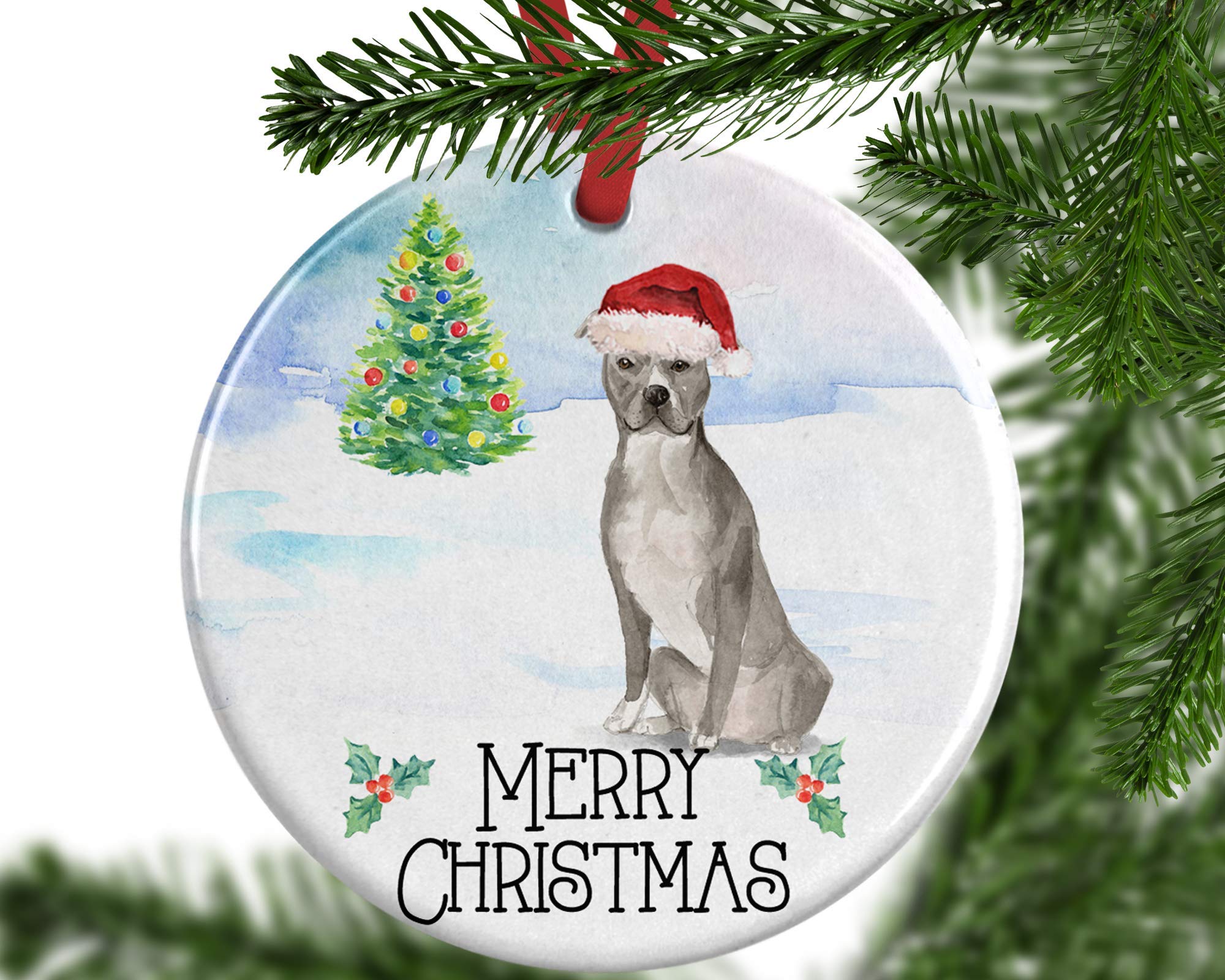 American Staffordshire Terrier Christmas Ornaments - Personalized Dog Lover Gift for Tree Decorations, Pet Remembrance & Holiday Celebrations