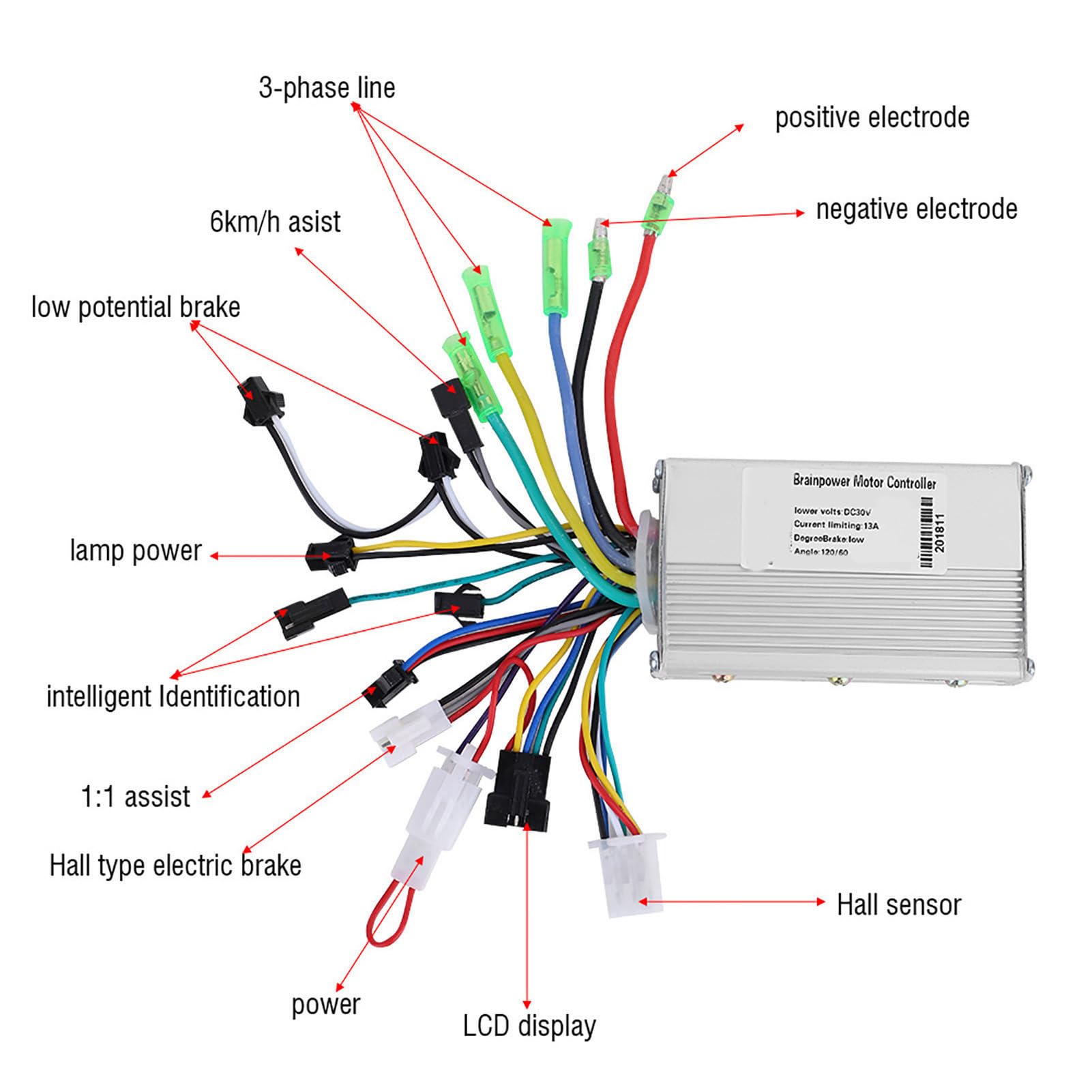48V Brushless Motor Controller with LCD Display - Electric Bike & Scooter Speed Control for DIY E-Bike & E-Scooter Projects