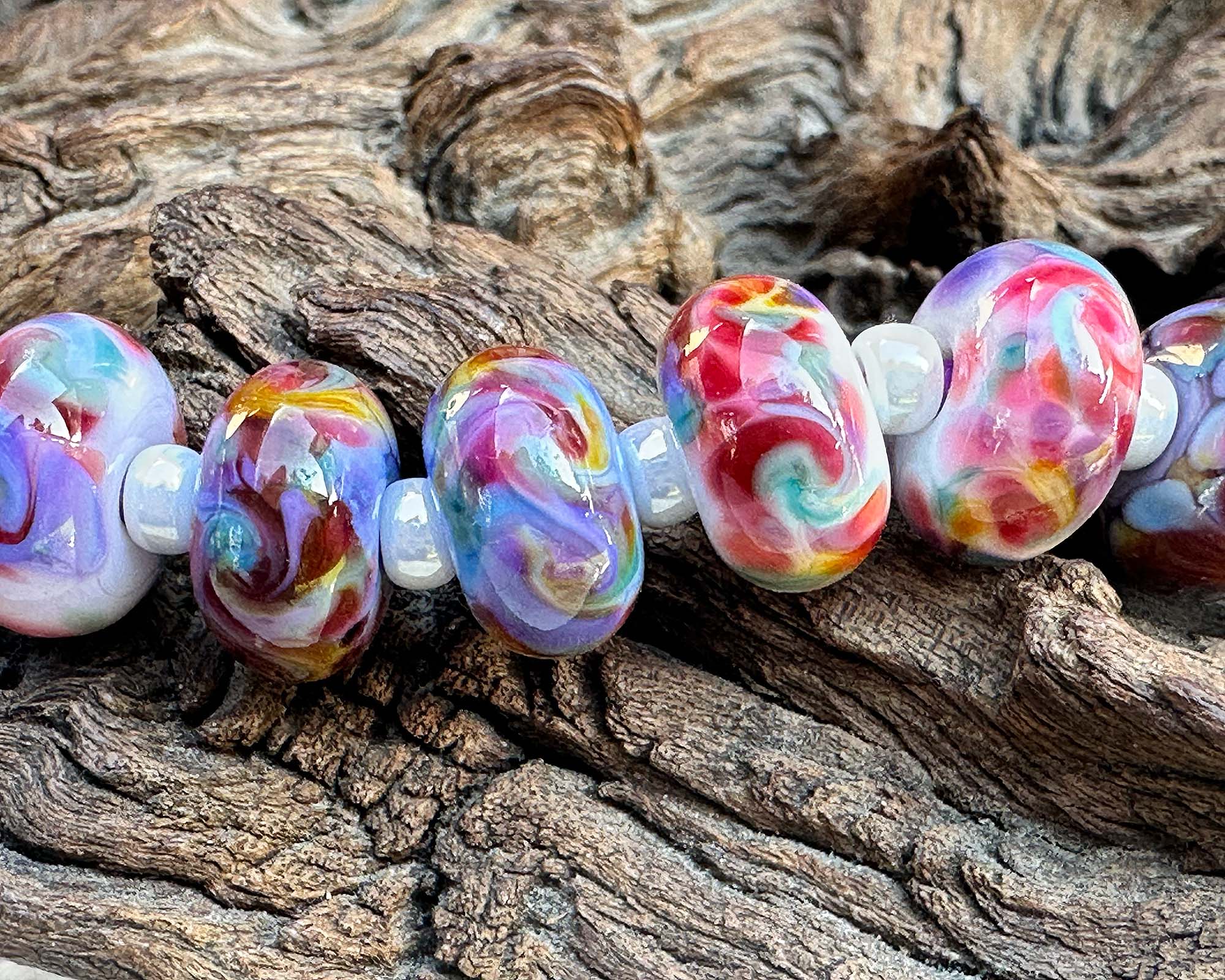 10 Vibrant Mosaic Lampwork Glass Beads Set for Jewelry Making - DIY Bracelet, Necklace & Craft Projects - Perfect for Handmade Gifts & Boho Style Accessories