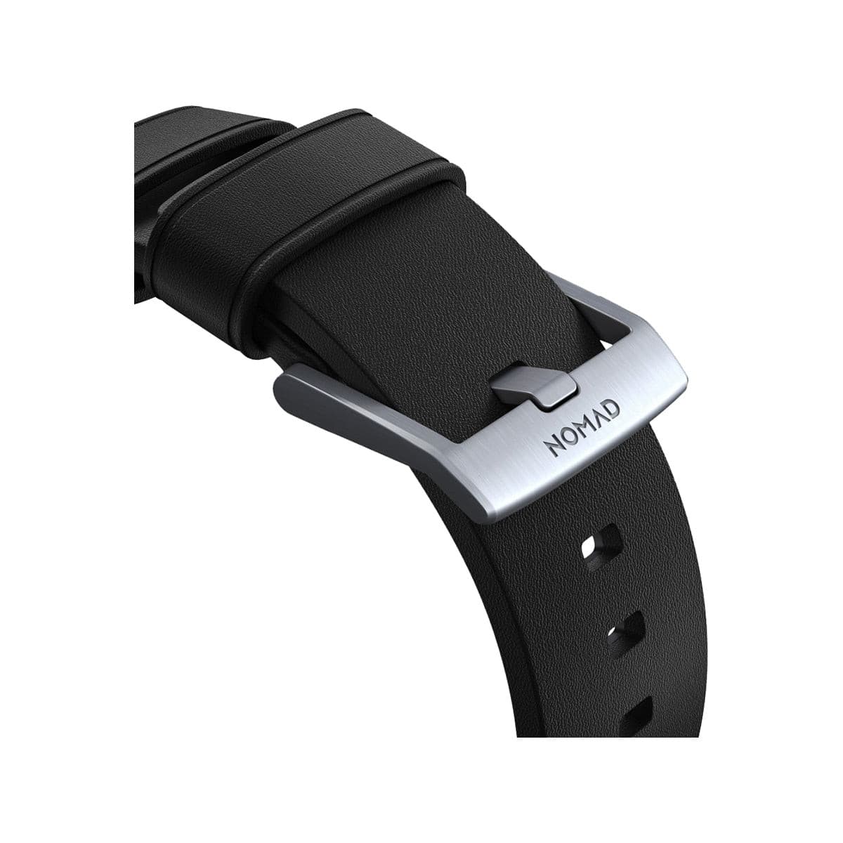 Nomad Active Band Pro 40mm / 41mm Silver Stainless Steel Case with Black Leather Strap - Compatible with Apple Watch for Workouts, Business & Everyday Wear