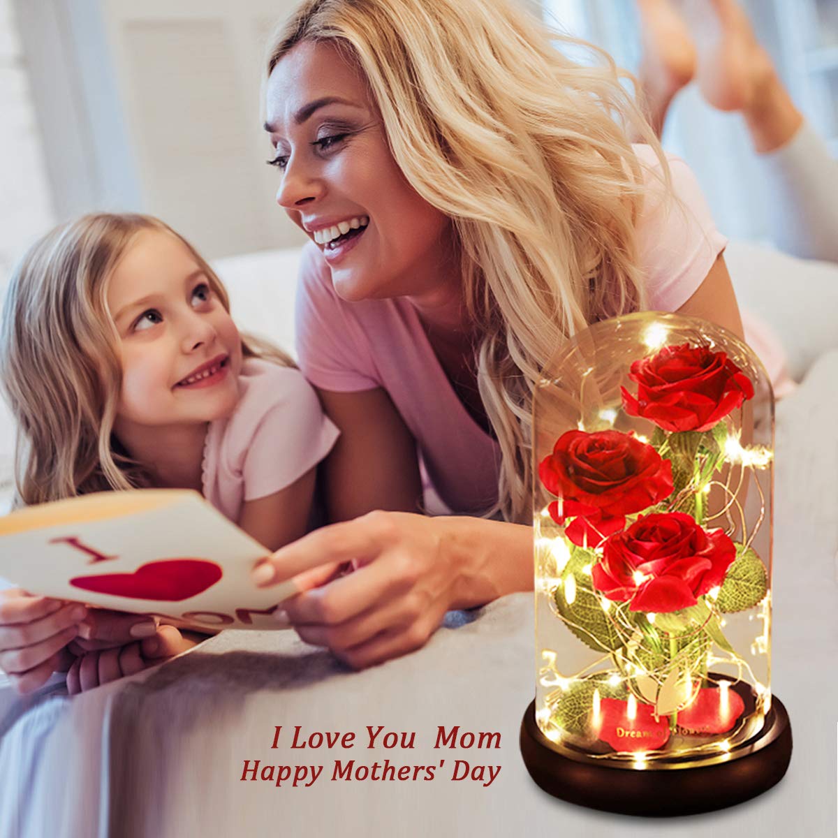 Enchanted Beauty and The Beast Rose - Elegant Light Up Glass Dome Rose for Valentine's Day, Mother's Day & Birthday Gifts - Perfect Romantic Present for Wife, Girlfriend, Mom & Women | Home Decor, Wedding Centerpiece, Anniversary Keepsake
