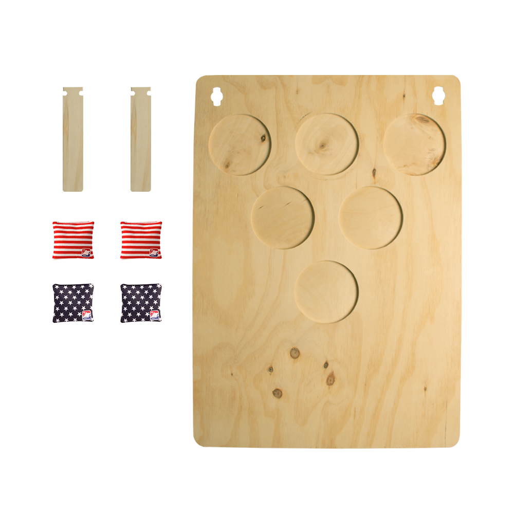 Modern Light Wood Jamboree 6H Cornhole Pong Game Set - Outdoor Lawn Party Tossing Game for Backyard BBQ, Tailgating & Picnic Fun