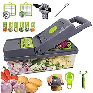Multifunctional Vegetable Chopper & Mandoline Slicer - Professional Food Dicer for Onions, Potatoes, Fruits - Perfect for Meal Prep, Salad Making & Kitchen Efficiency