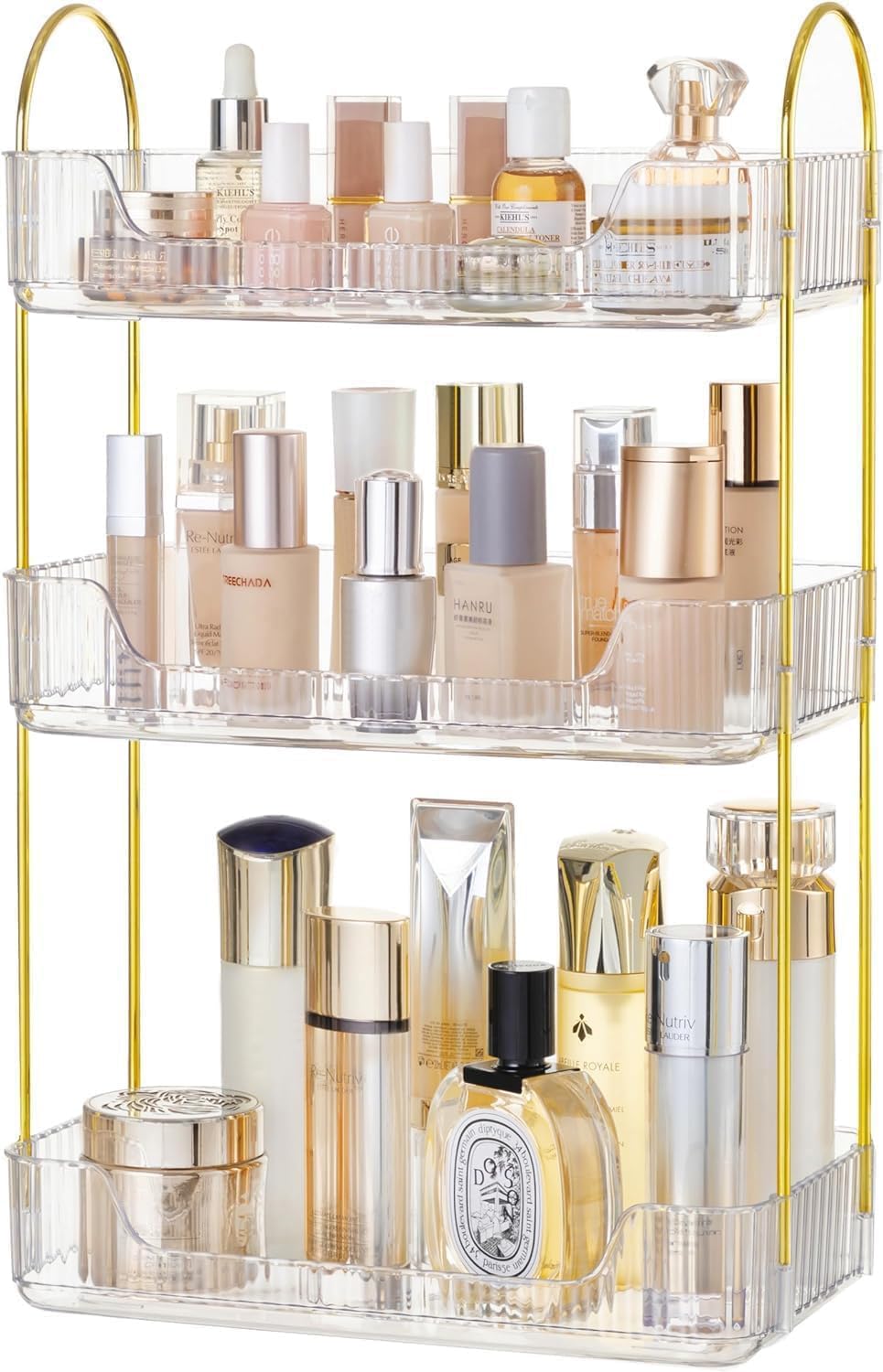 HBlife 3 Tier Clear Acrylic Bathroom Organizer - Countertop Makeup & Skincare Storage Tray for Perfume, Cosmetics, Jewelry - Perfect for Vanity, Dresser, Bathroom & Bedroom Organization