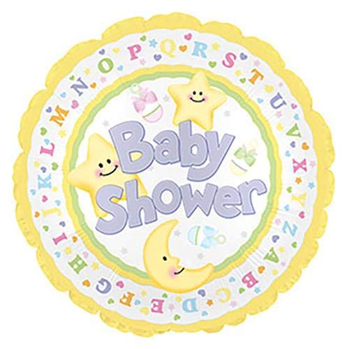 LOONBALLOON 17 Inch Baby Shower Balloons - Moon & Stars Theme for Gender Reveal, Nursery Decor & Newborn Celebration