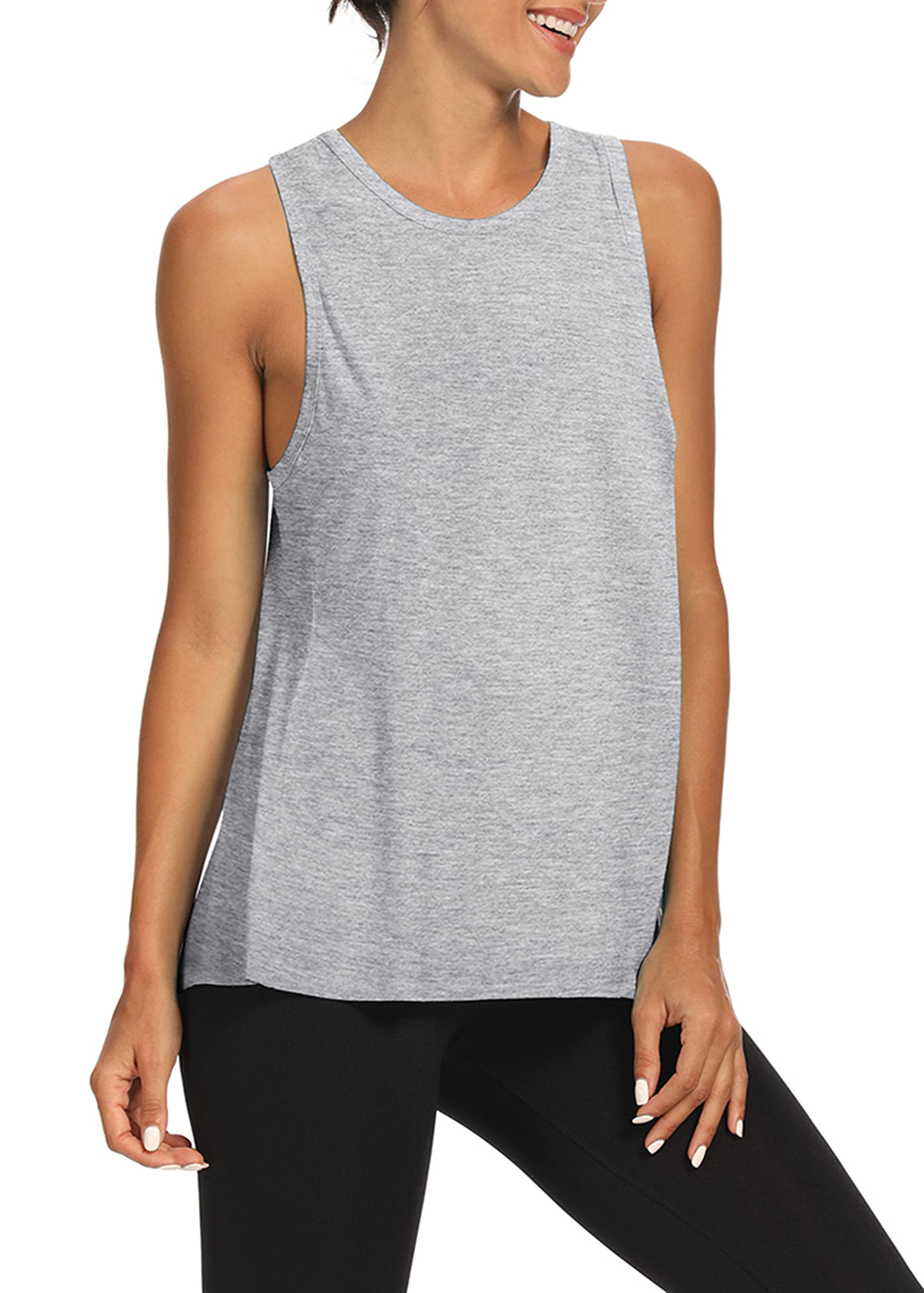 Bestisun Women's Open Back Workout Tops - Gym Athletic Muscle Tank Shirts with Tie Back Design | Perfect for Yoga, Running & Fitness Training