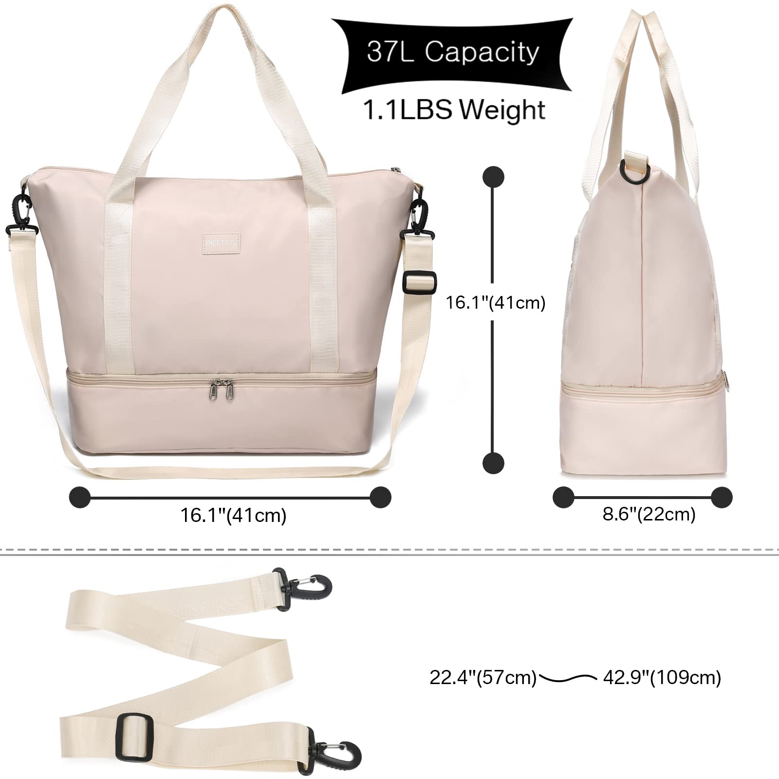Women's Travel Duffle Bag - Lightweight Weekender Overnight Bag with Shoe Compartment, Carry On Gym Sports Tote - Perfect for Weekend Getaways, Gym Workouts & Air Travel