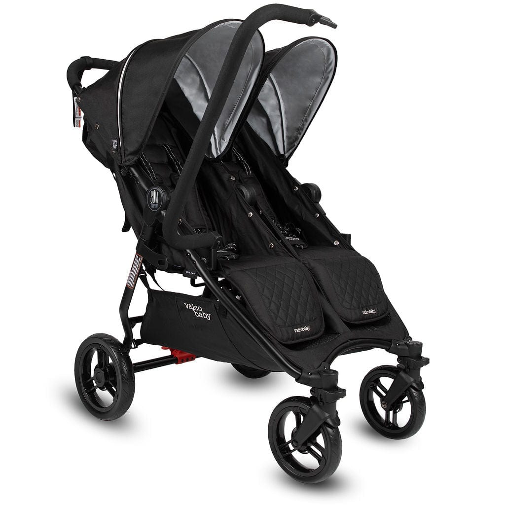Valco Baby Slim Twin Double Stroller 2024 - Lightweight Compact Side by Side Stroller for Twins, Licorice Black | Perfect for City Walks, Shopping & Travel with Two Kids
